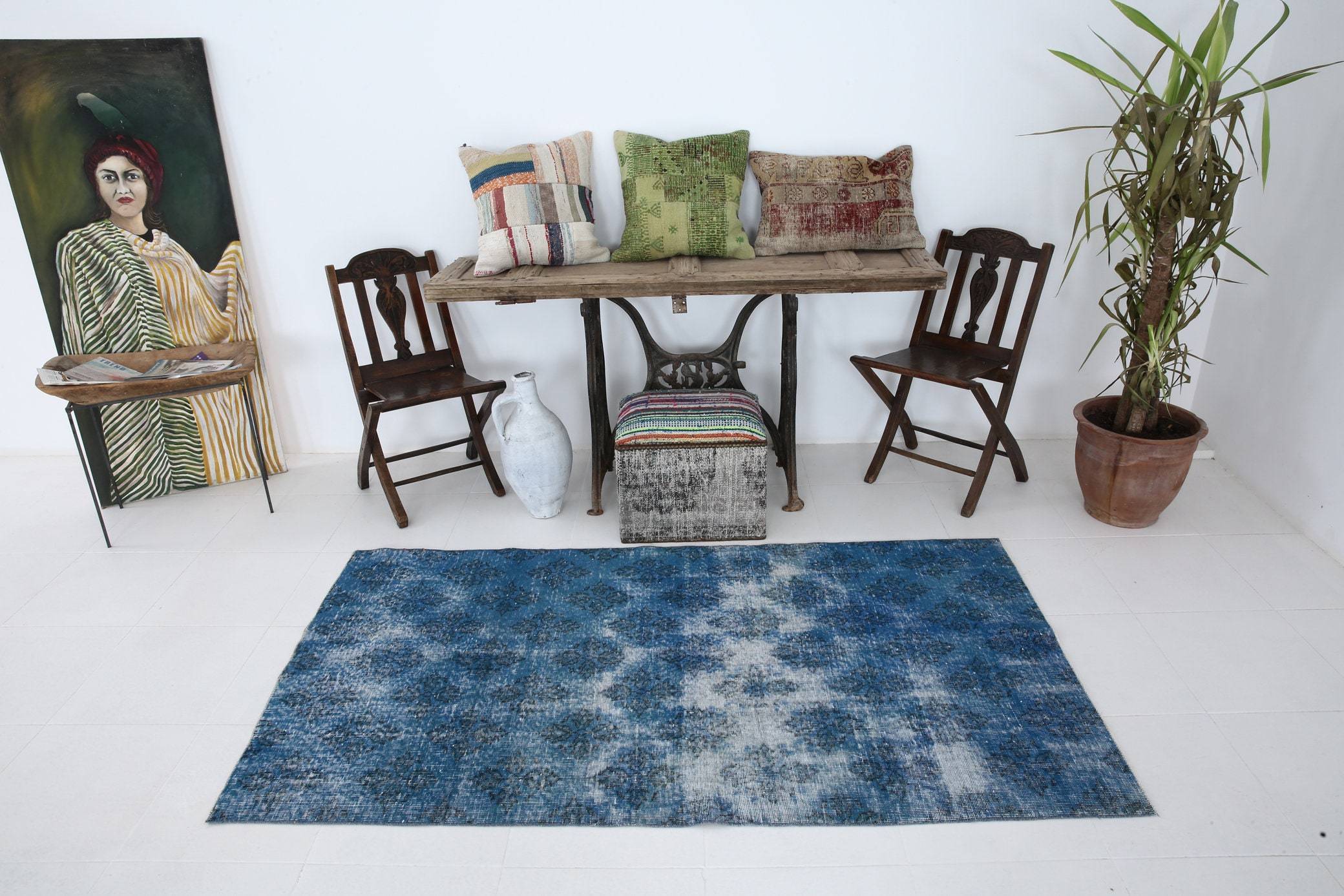 3' x 6' Vintage rug, Bathroom Vintage rug, Bedroom Vintage rug, Blue Vintage rug, Camouflage Vintage rug, Cotton Vintage rug, Distressed Vintage rug, Kitchen-Dining Vintage rug, Living Room Vintage rug, Office Vintage rug, Vintage, Wool Vintage rug, Vintage rug