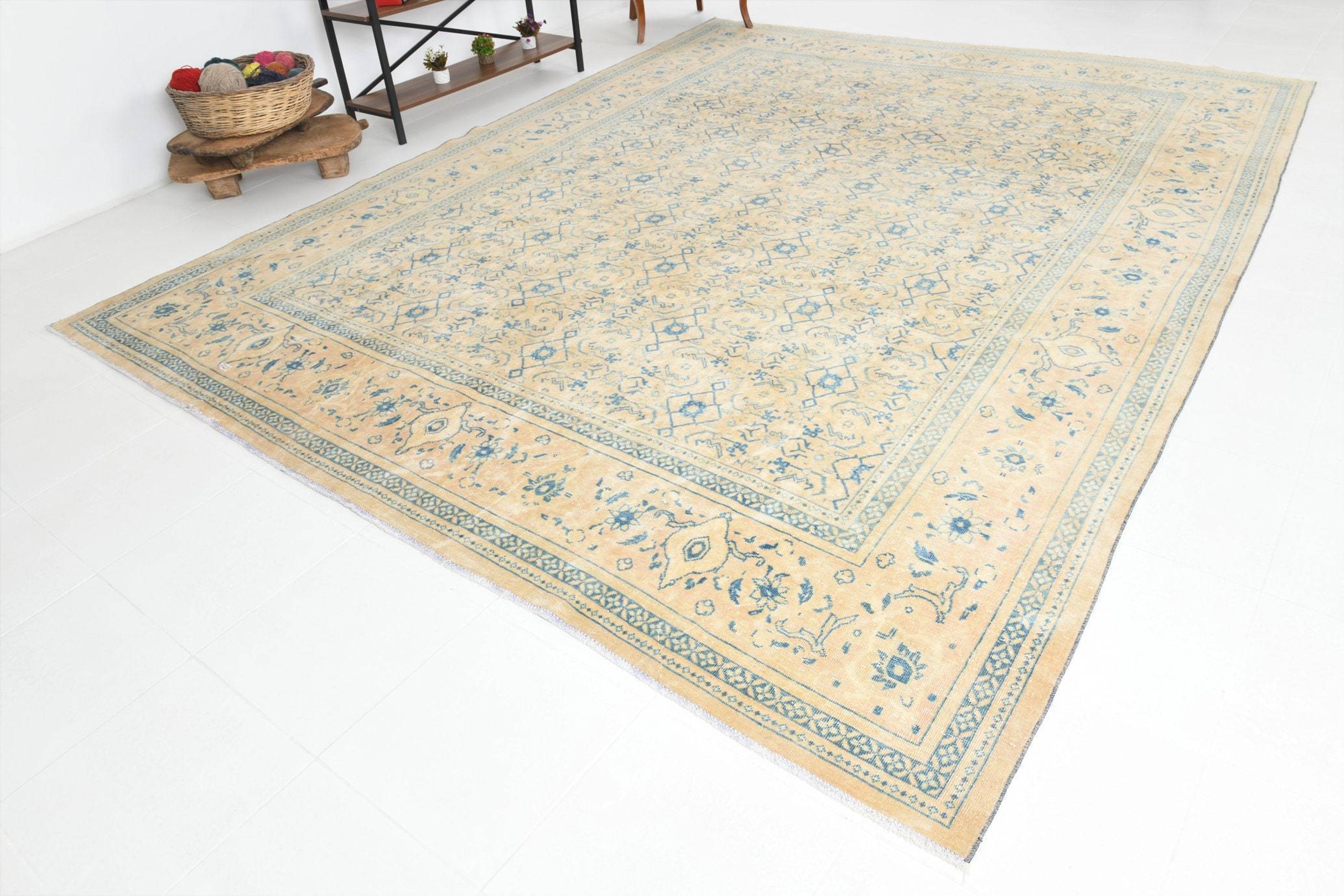 9' x 12' Tan-Ivory Vintage Persian Rug  |  RugReform