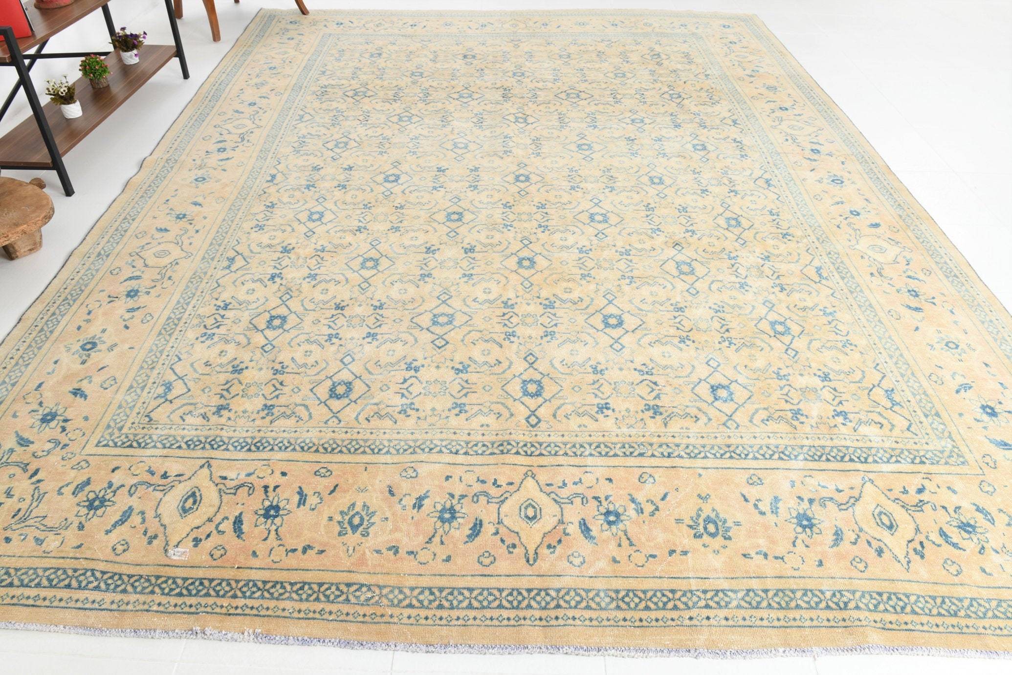 9' x 12' Tan-Ivory Vintage Persian Rug  |  RugReform