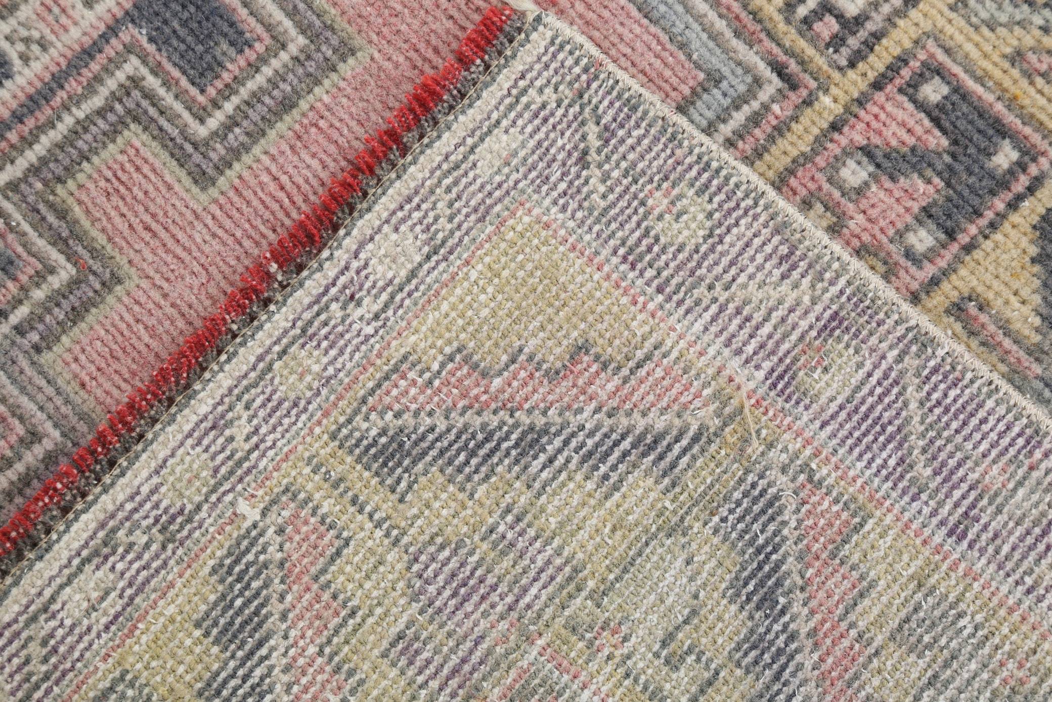 3' x 7' Vintage rug, Distressed Vintage rug, Dorm Vintage rug, Geometric Vintage rug, Kitchen-Dining Vintage rug, Living Room Vintage rug, Office Vintage rug, Patio-Outdoor Vintage rug, Pink Vintage rug, Vintage Oushak, Wool Vintage rug, Vintage rug