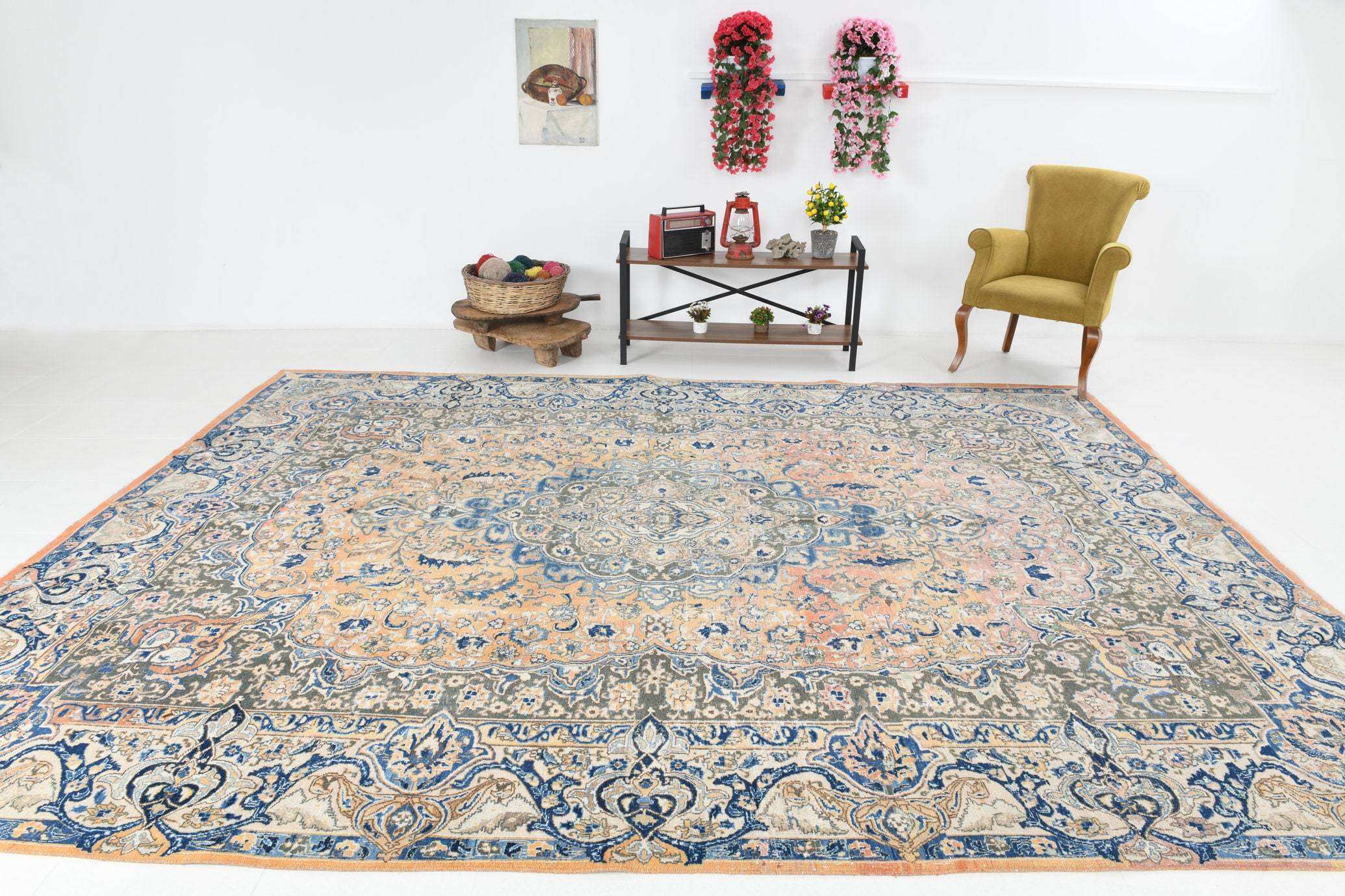 9' x 12' Blue Vintage Persian Rug  |  RugReform