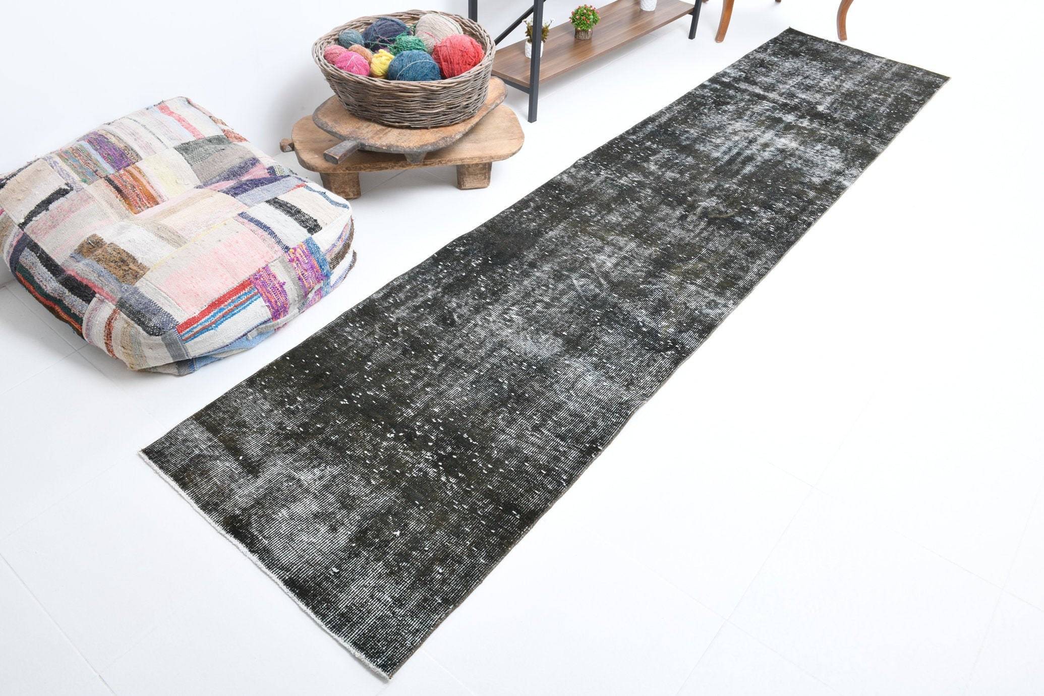 2' x 11' Black-Gray Turkish Vintage Runner Rug  |  RugReform