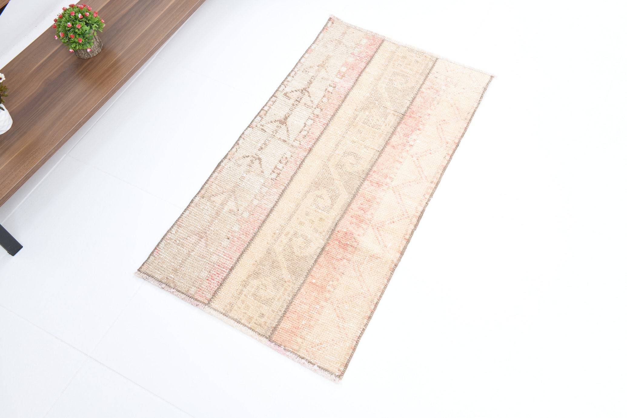 1' x 3' Tan-Ivory Turkish Vintage Runner Rug  |  RugReform