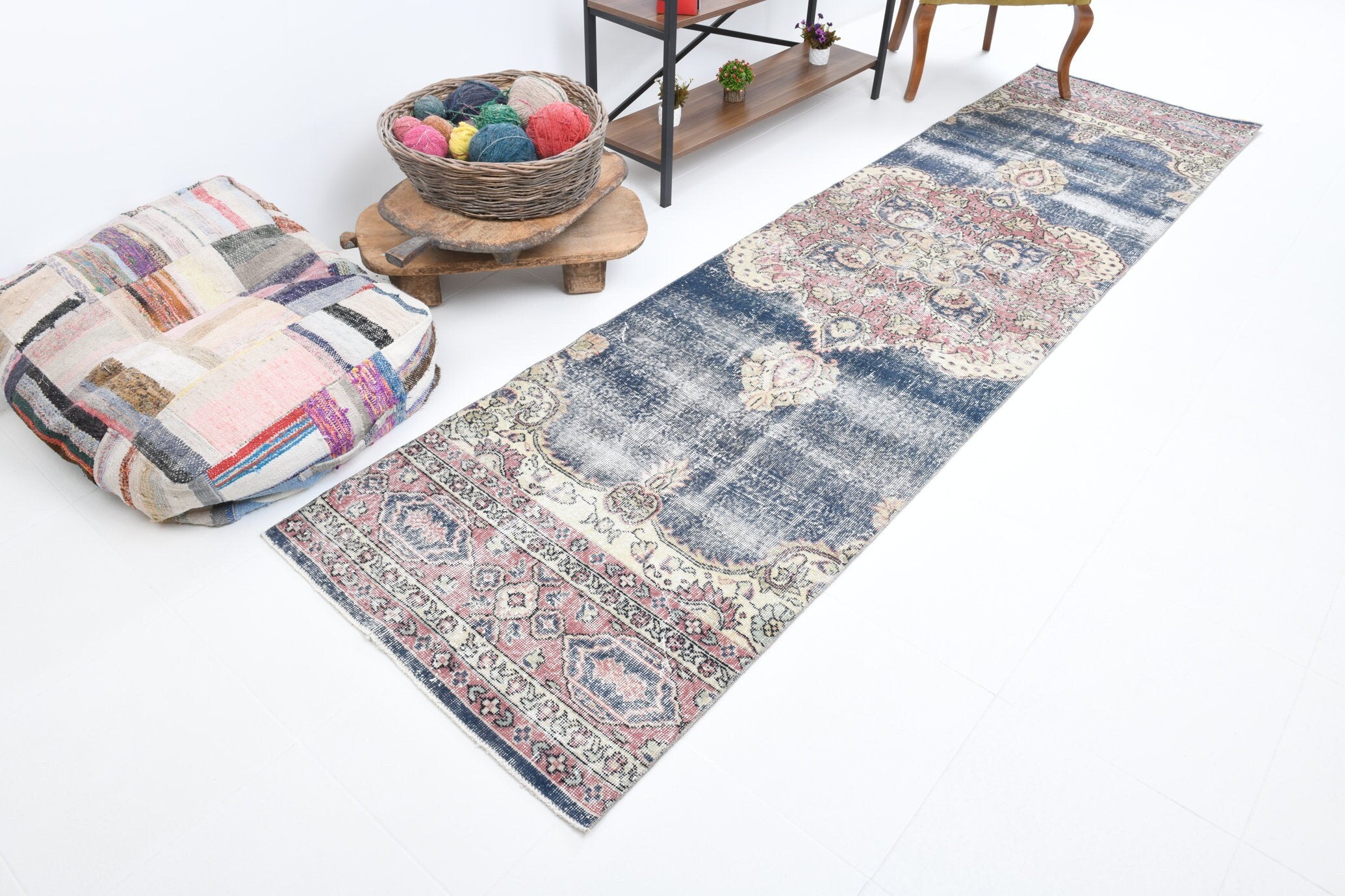 2' x 11' Blue Turkish Vintage Runner Rug  |  RugReform