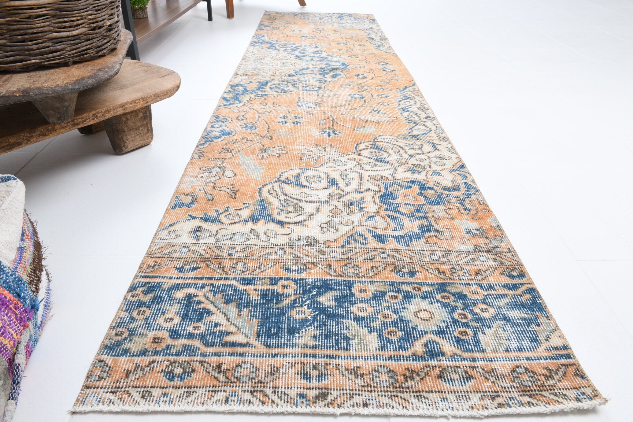 2' x 8' Blue Turkish Vintage Runner Rug  |  RugReform