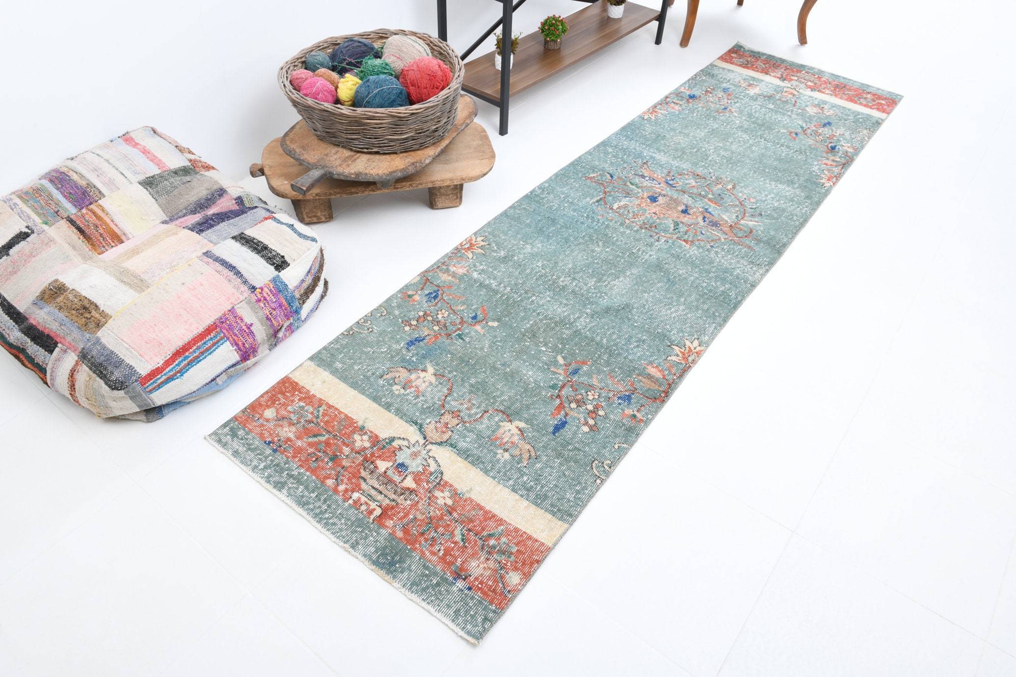 2' x 9' Green Turkish Vintage Runner Rug  |  RugReform