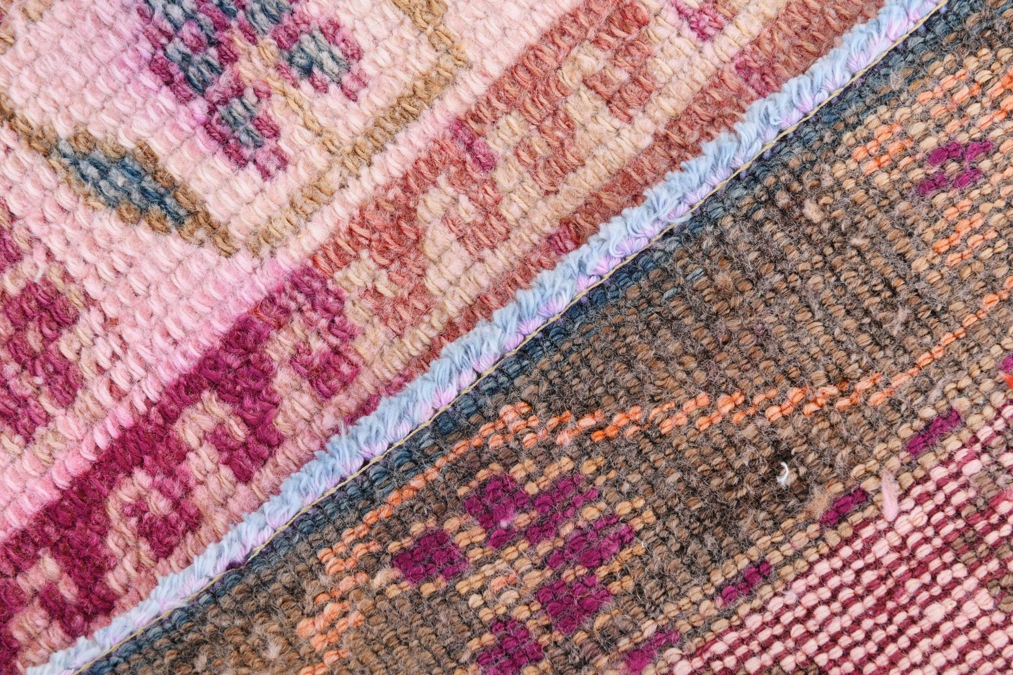 3' x 11' Vintage rug, Bohemian-Eclectic Vintage rug, Cotton Vintage rug, Entryway-Hallway Vintage rug, Kitchen-Dining Vintage rug, Laundry Vintage rug, Living Room Vintage rug, Office Vintage rug, Pink Vintage rug, Southwestern Vintage rug, Vintage Herki, Wool Vintage rug, Vintage rug