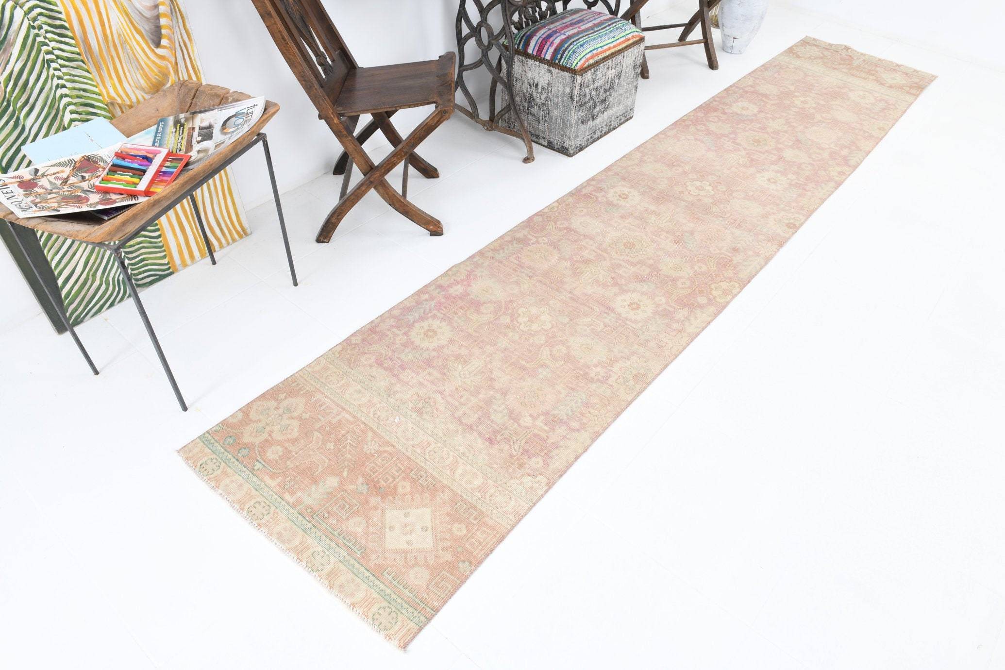 2' x 12' Vintage rug, Cotton Vintage rug, Dorm Vintage rug, Entryway-Hallway Vintage rug, Kids Vintage rug, Kitchen-Dining Vintage rug, Office Vintage rug, Persian Vintage rug, Pink Vintage rug, Rustic-Primitive Vintage rug, Vintage Silverwash, Wool Vintage rug, Vintage rug