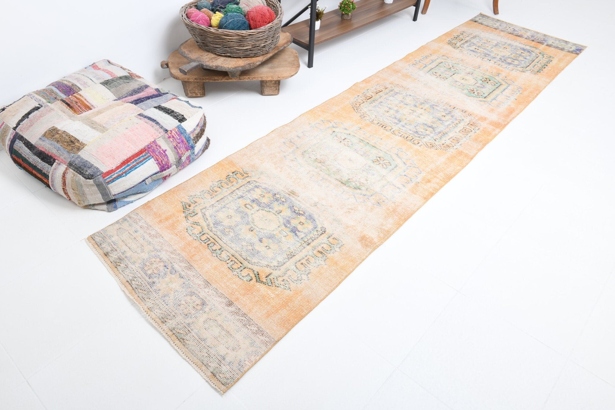 2' x 11' Blue Turkish Vintage Runner Rug  |  RugReform