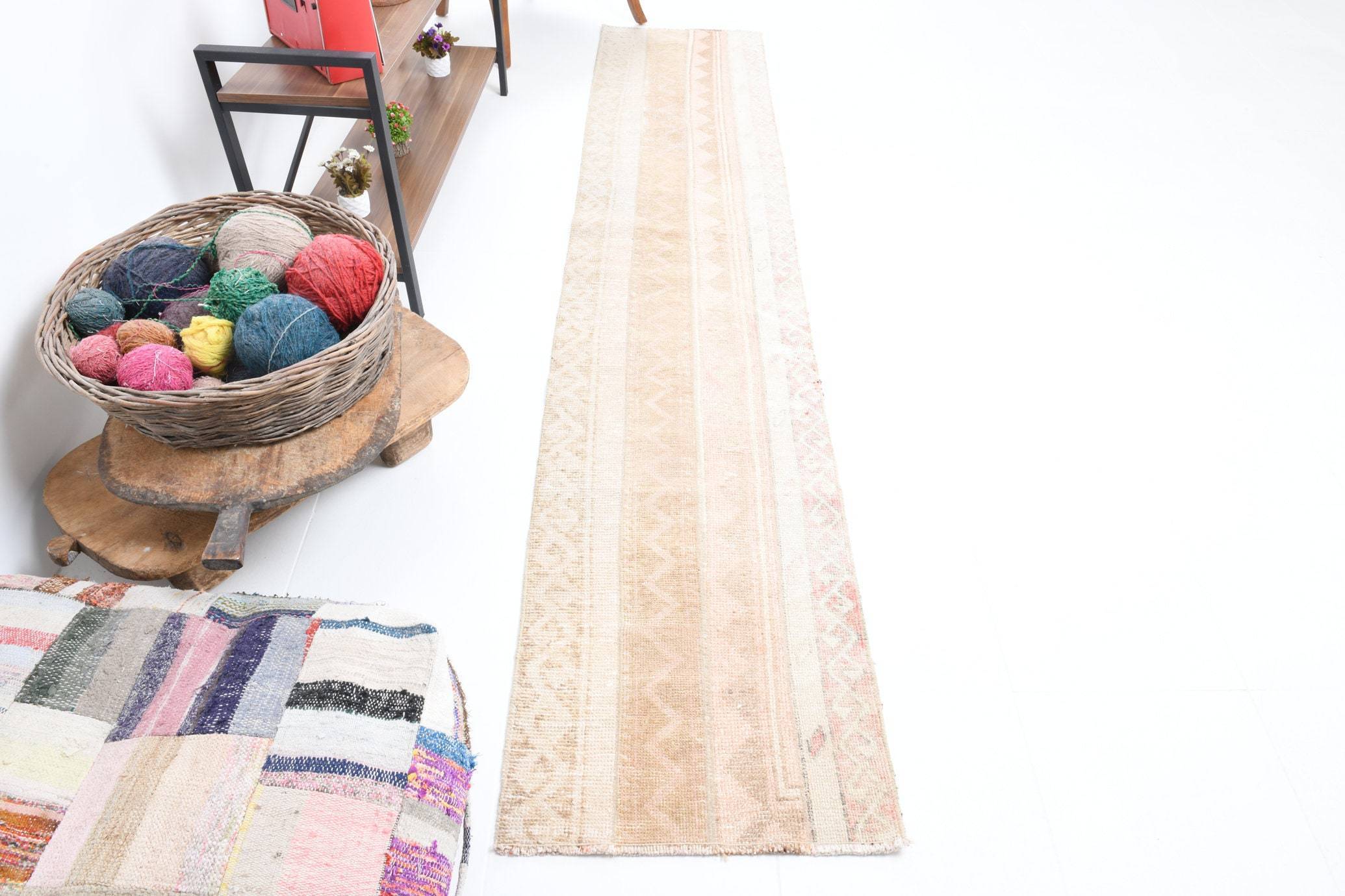 1' x 9' Tan-Ivory Turkish Vintage Runner Rug  |  RugReform