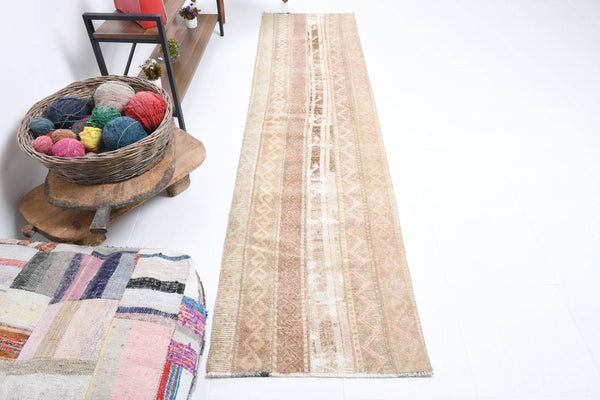 2' x 9' Tan-Ivory Turkish Vintage Runner Rug  |  RugReform