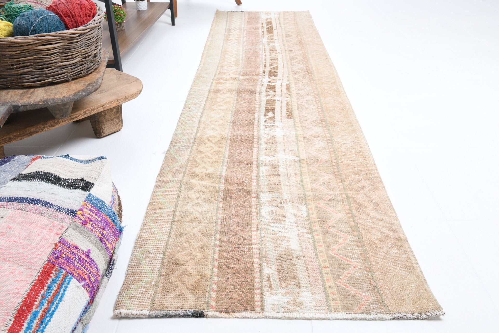 2' x 9' Tan-Ivory Turkish Vintage Runner Rug  |  RugReform