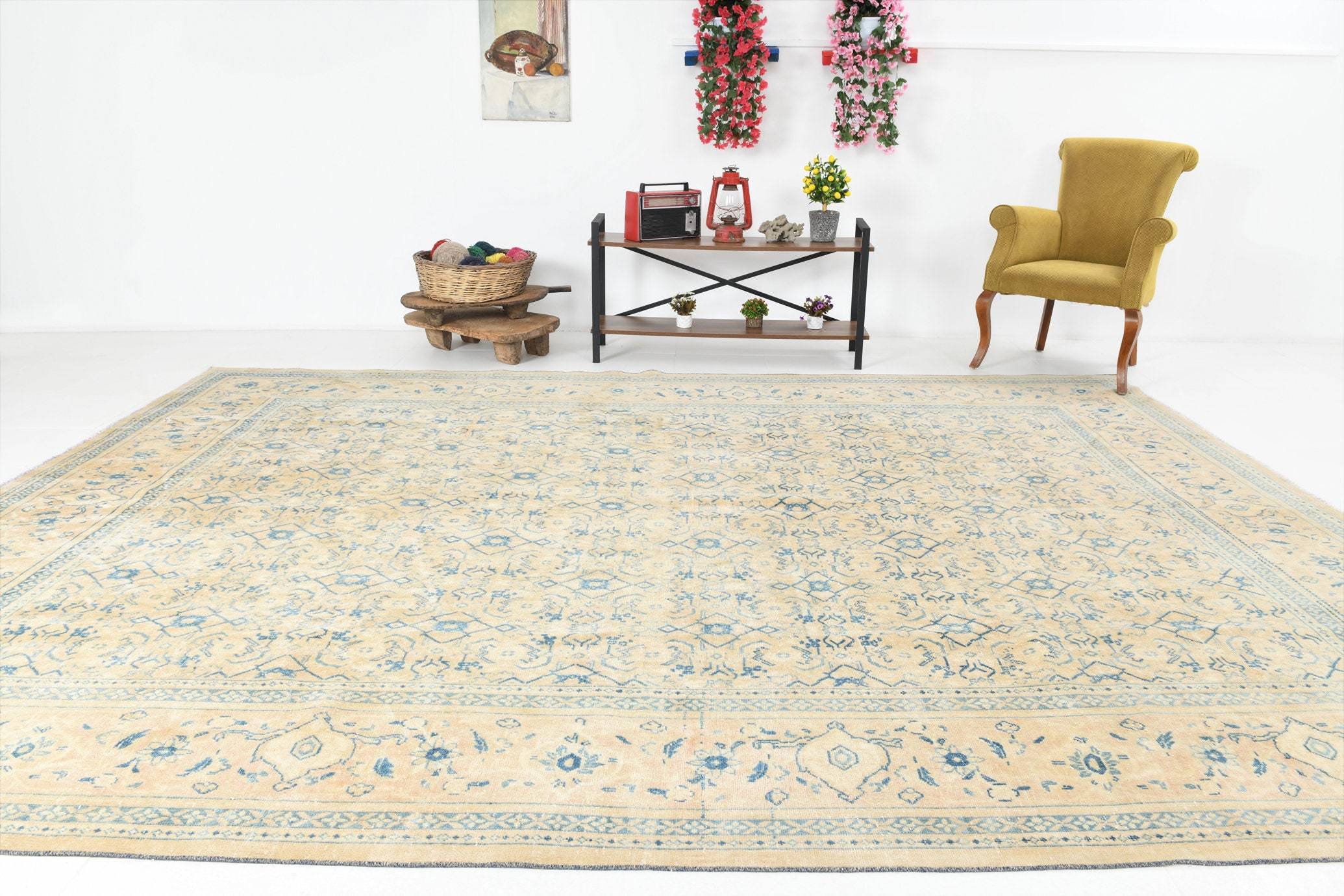 9' x 12' Tan-Ivory Vintage Persian Rug  |  RugReform