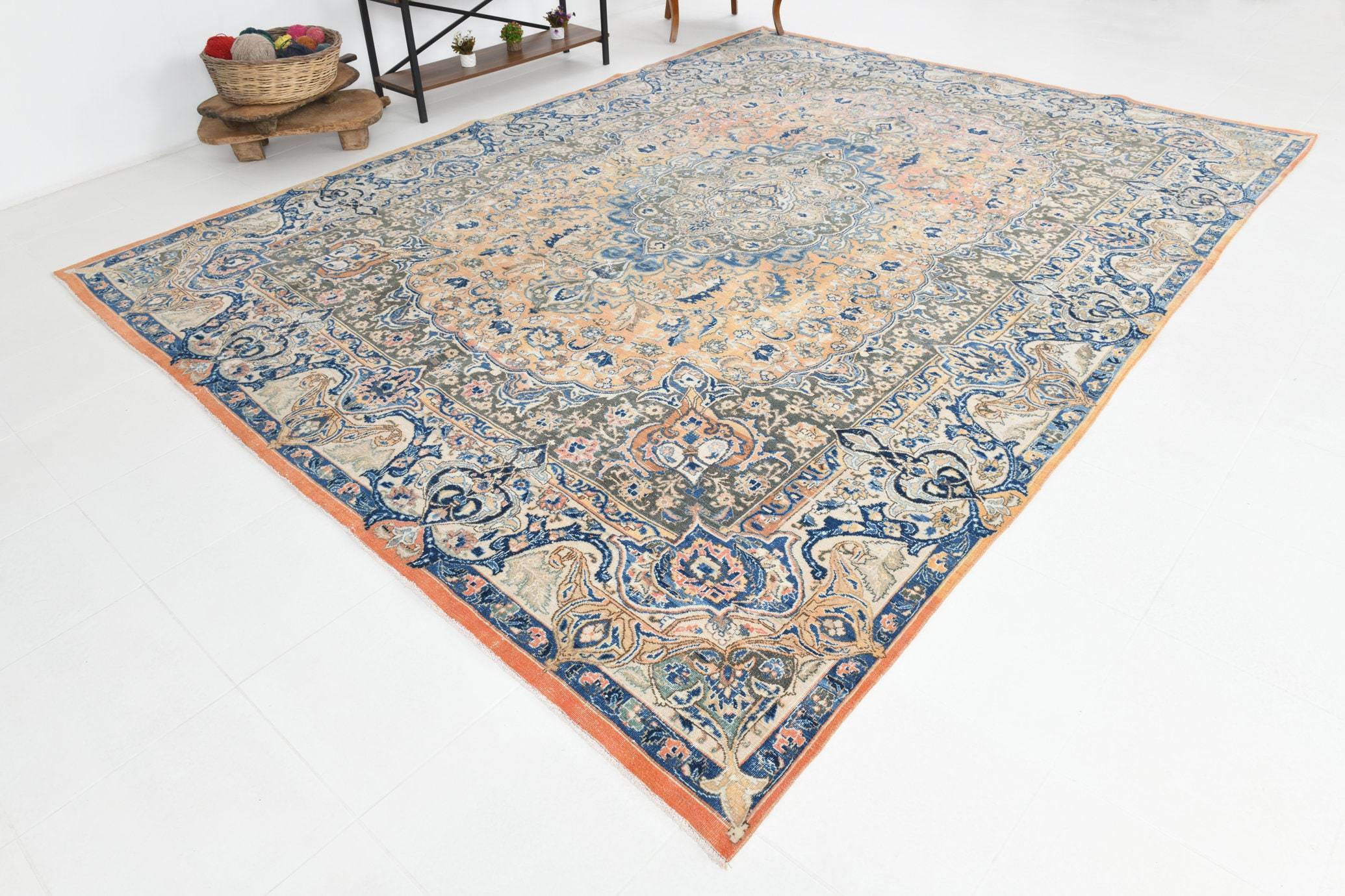 9' x 12' Blue Vintage Persian Rug  |  RugReform