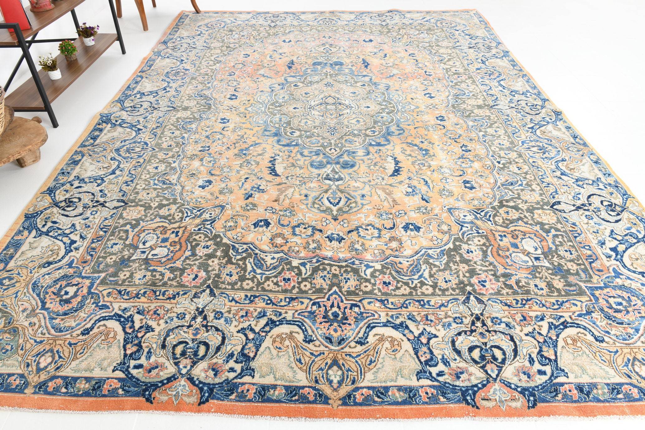 9' x 12' Blue Vintage Persian Rug  |  RugReform