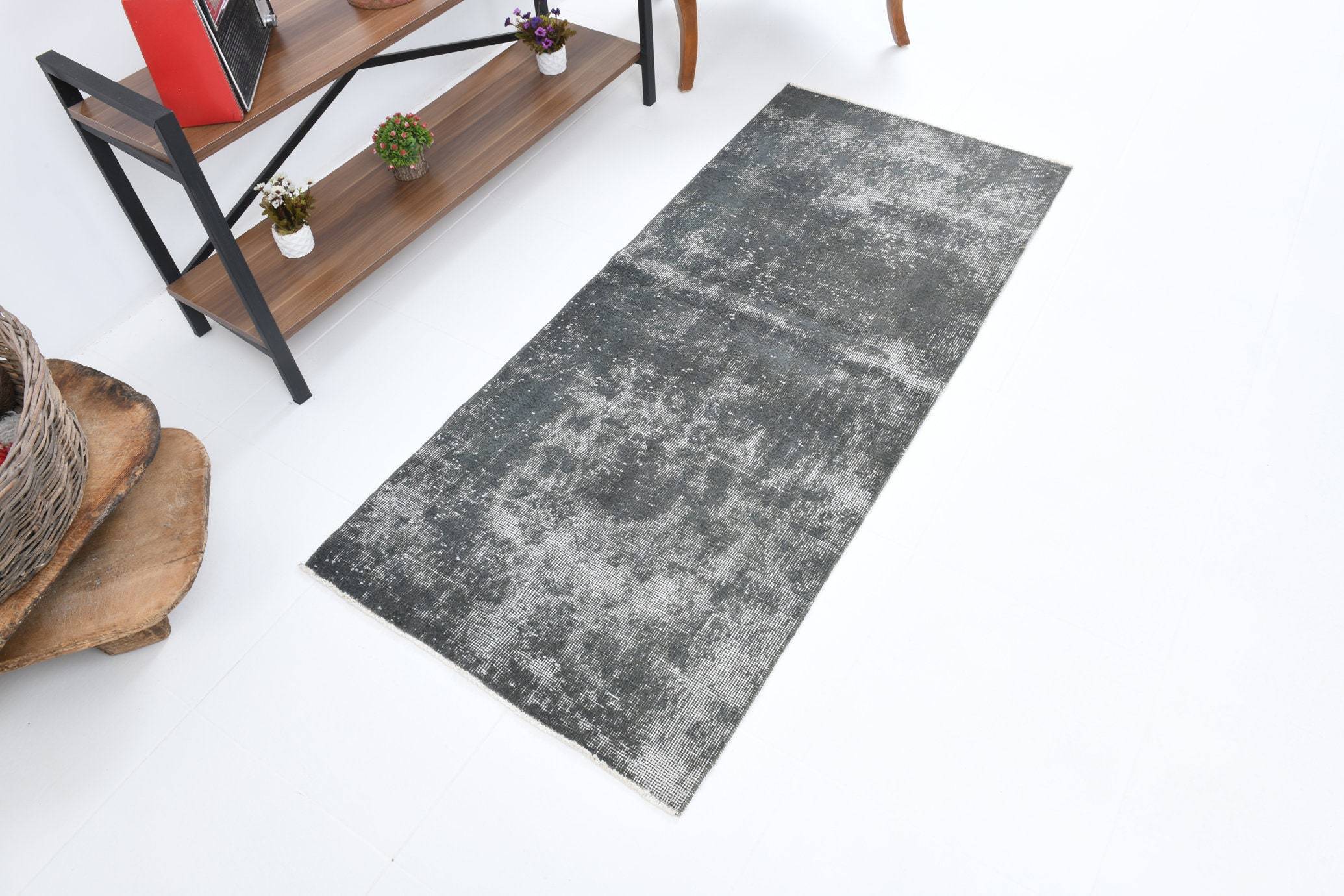 2' x 5' Black-Gray Turkish Vintage Runner Rug  |  RugReform