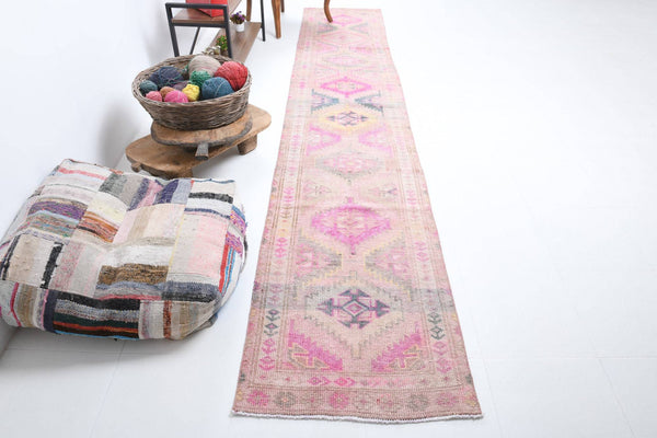 2' x 13' Pink Turkish Vintage Herki Rug  |  RugReform