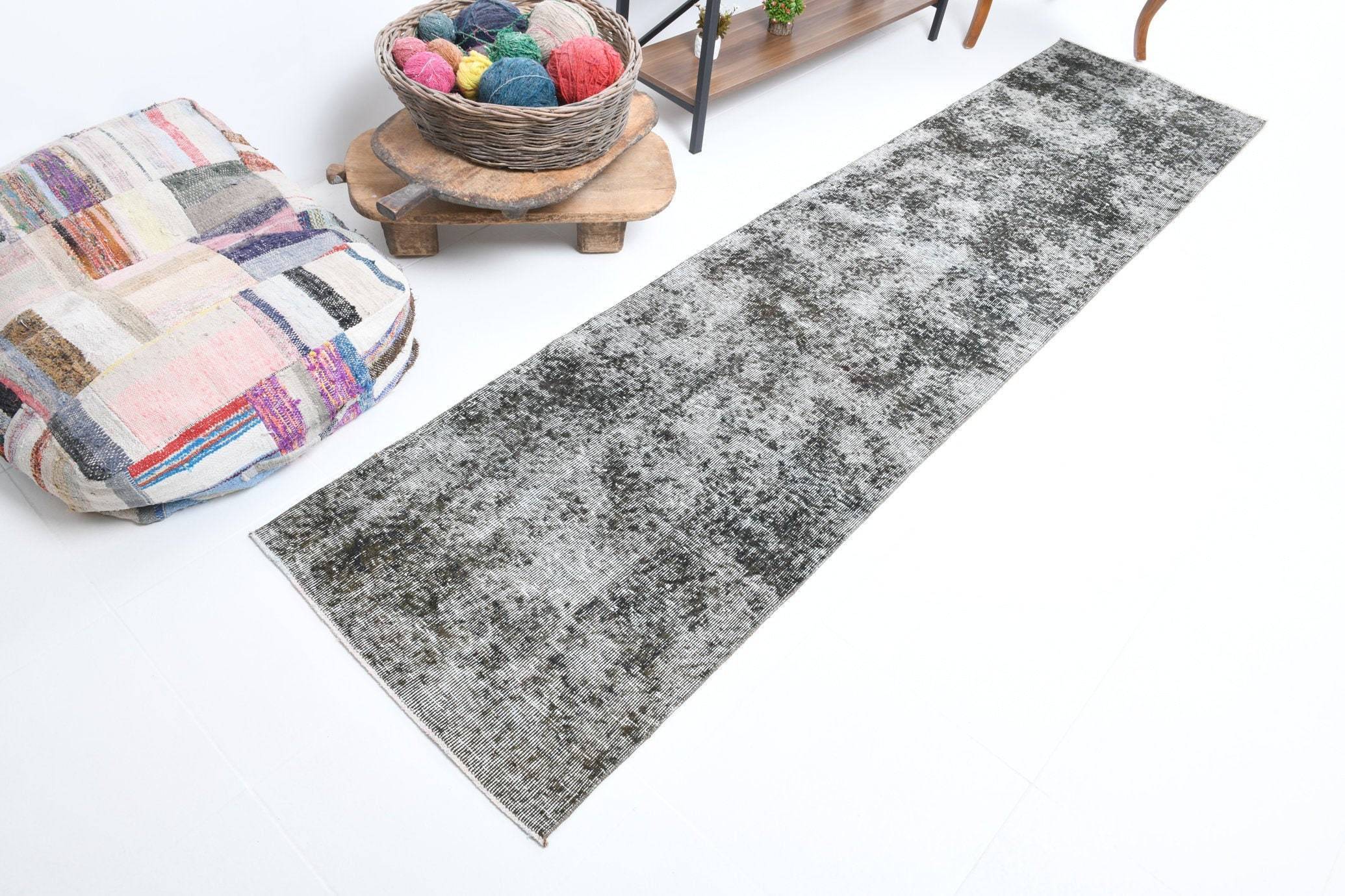 2' x 10' Black-Gray Turkish Vintage Runner Rug  |  RugReform