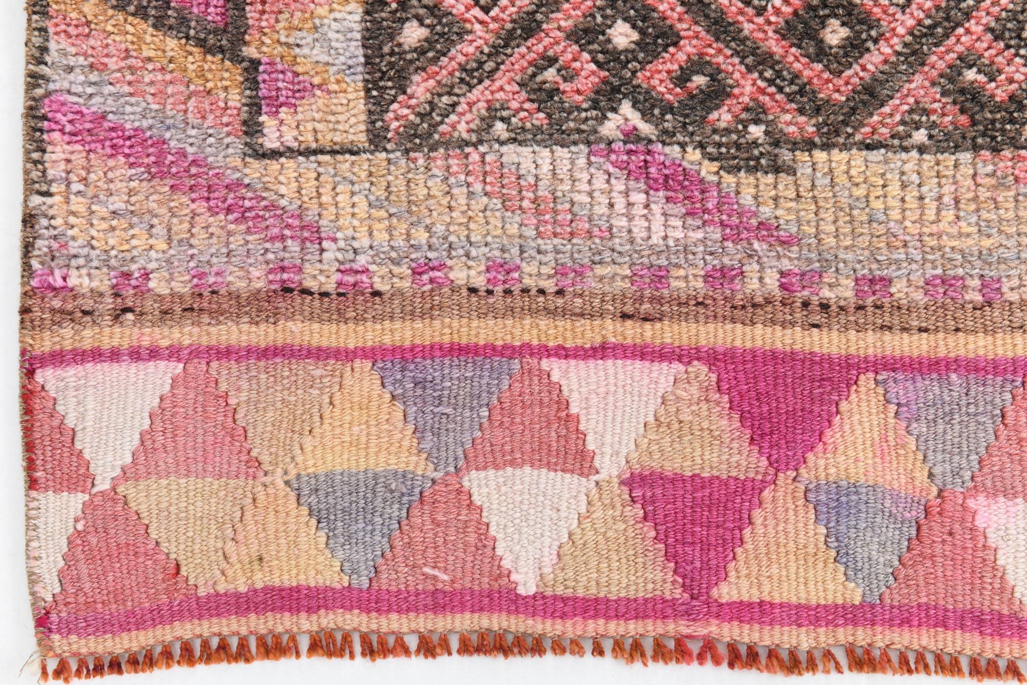 2' x 11' Vintage rug, Contemporary Vintage rug, Cotton Vintage rug, Dorm Vintage rug, Entryway-Hallway Vintage rug, Geometric Vintage rug, Kitchen-Dining Vintage rug, Living Room Vintage rug, Office Vintage rug, Pink Vintage rug, Vintage Herki, Wool Vintage rug, Vintage rug