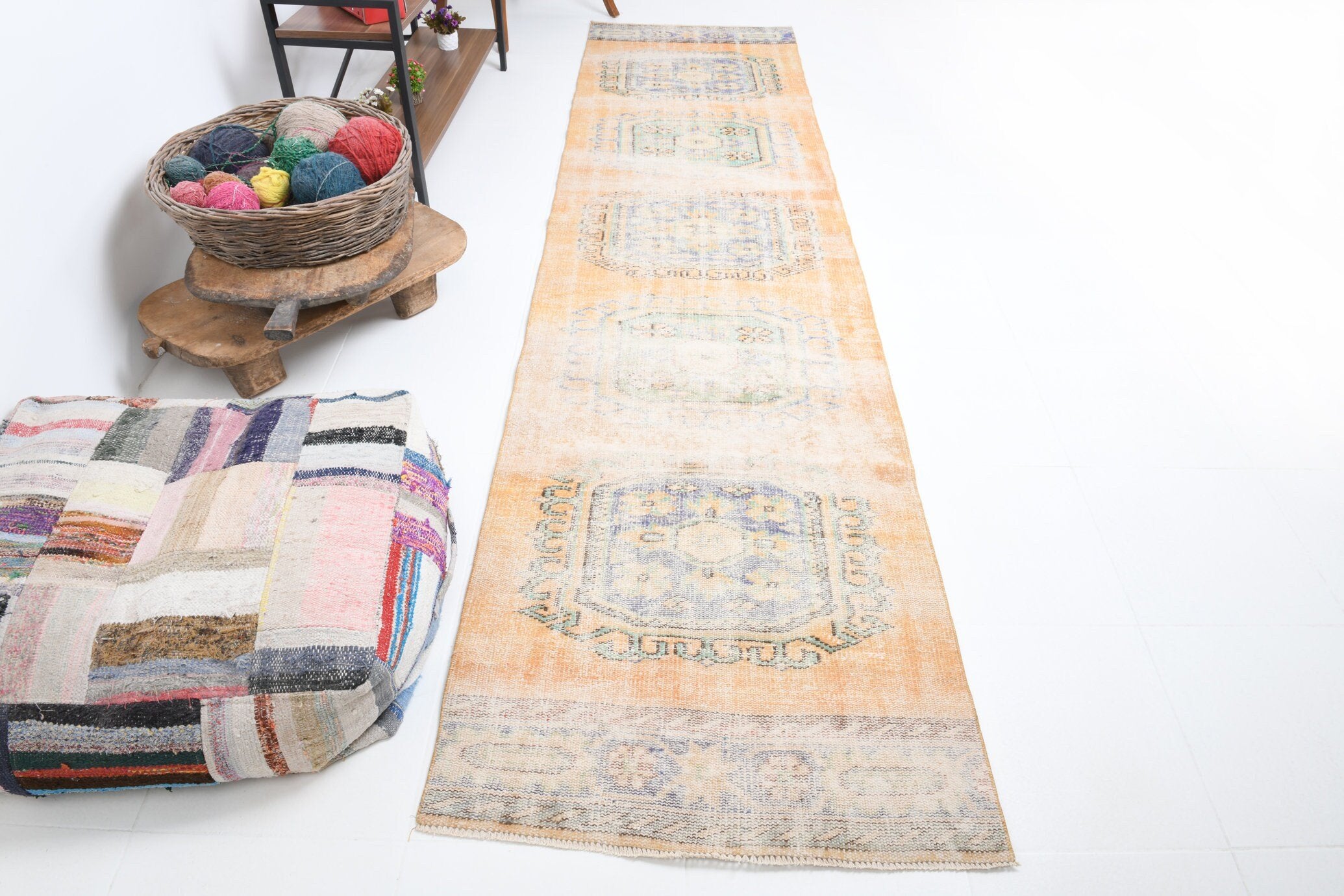 2' x 11' Blue Turkish Vintage Runner Rug  |  RugReform