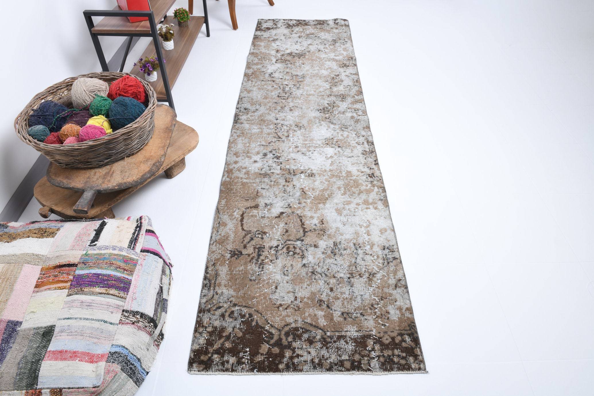 2' x 9' Brown Turkish Vintage Runner Rug  |  RugReform