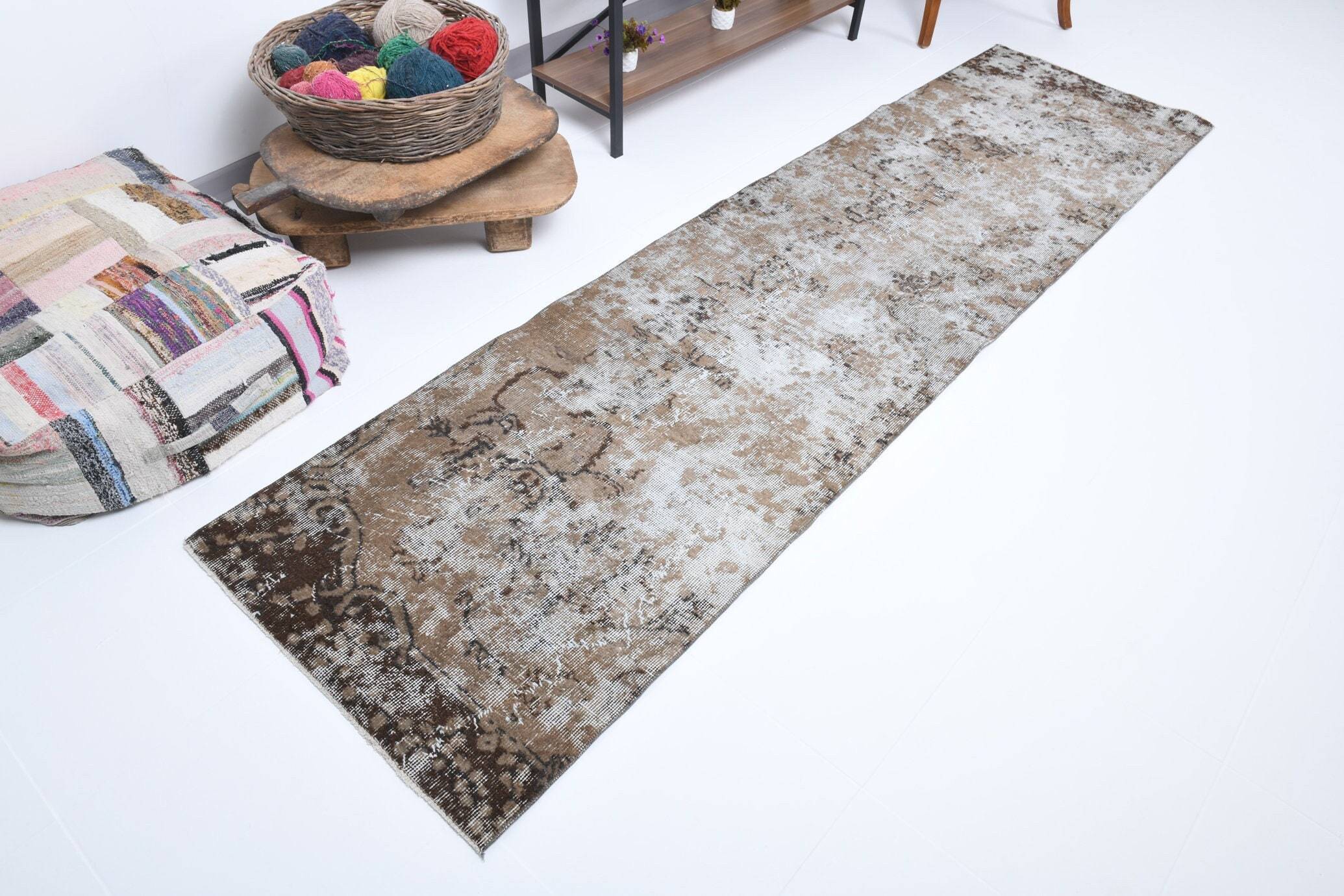 2' x 9' Brown Turkish Vintage Runner Rug  |  RugReform