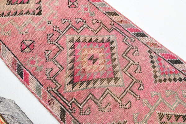 2' x 11' Pink Turkish Vintage Herki Rug  |  RugReform