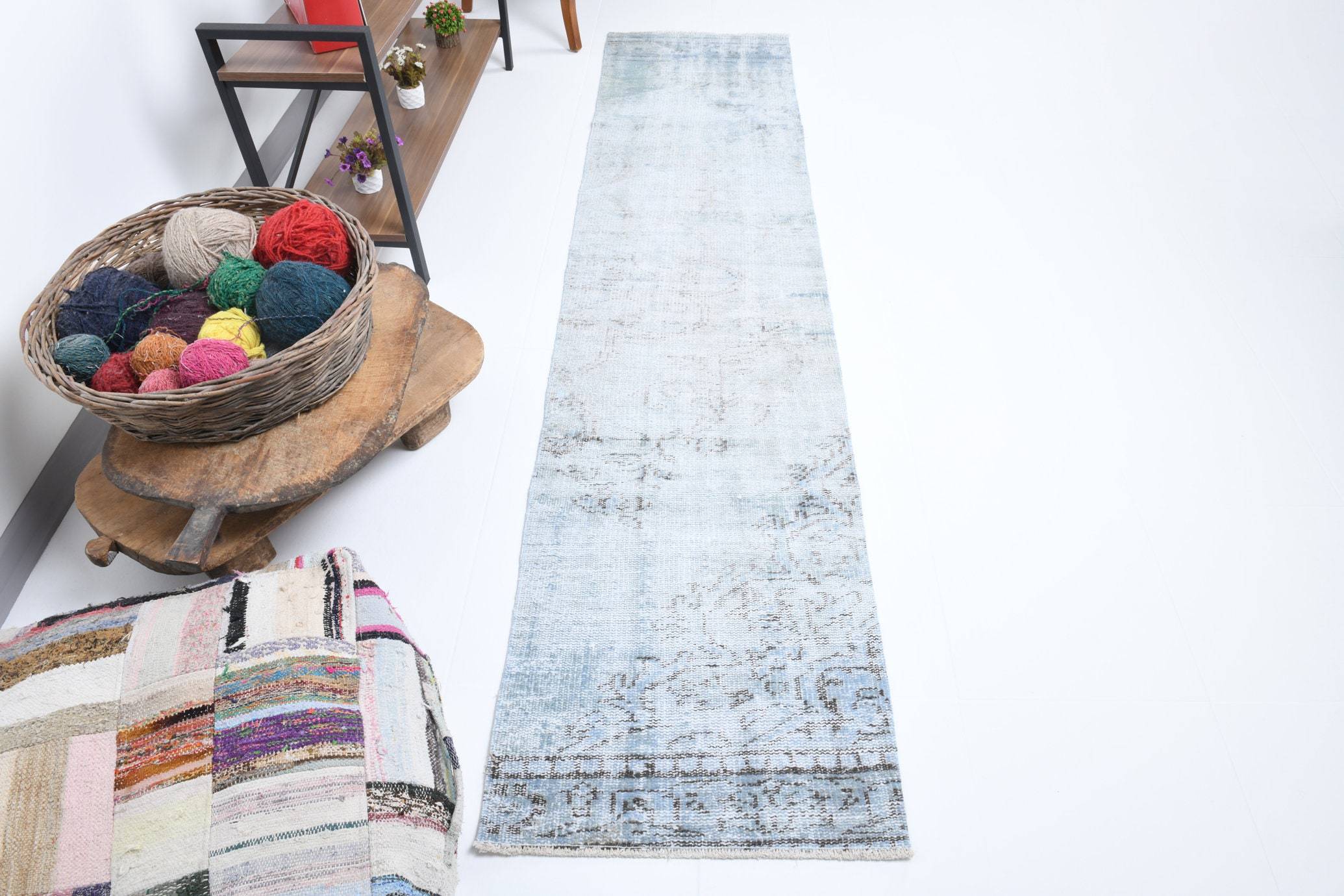 2' x 8' Blue Turkish Vintage Runner Rug  |  RugReform