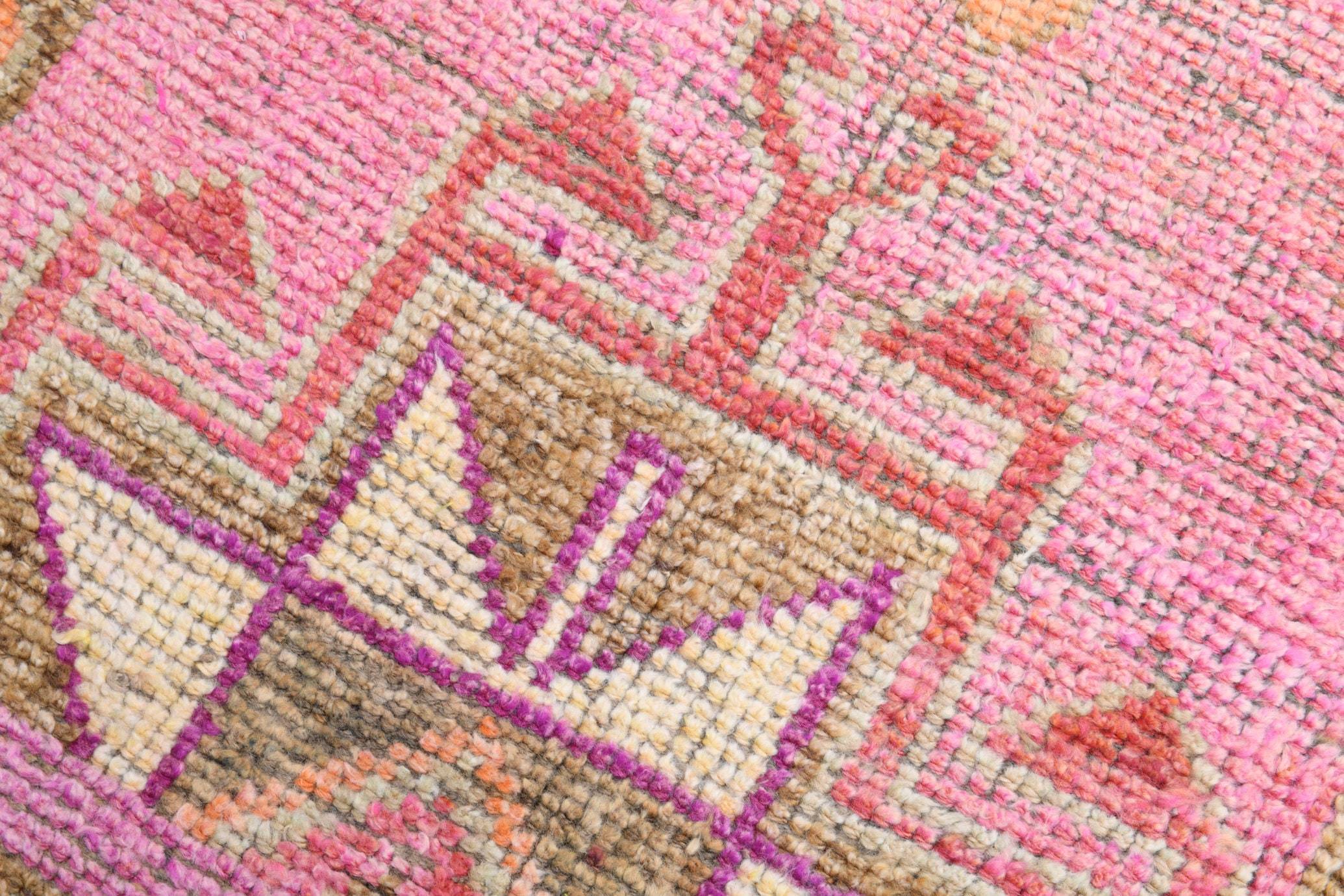 2' x 10' Pink Turkish Vintage Herki Rug  |  RugReform