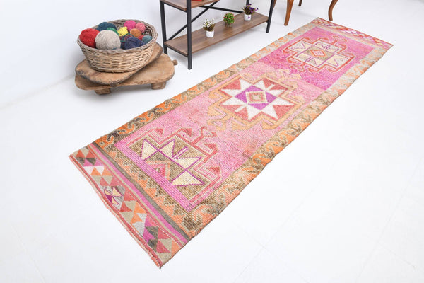 2' x 10' Pink Turkish Vintage Herki Rug  |  RugReform