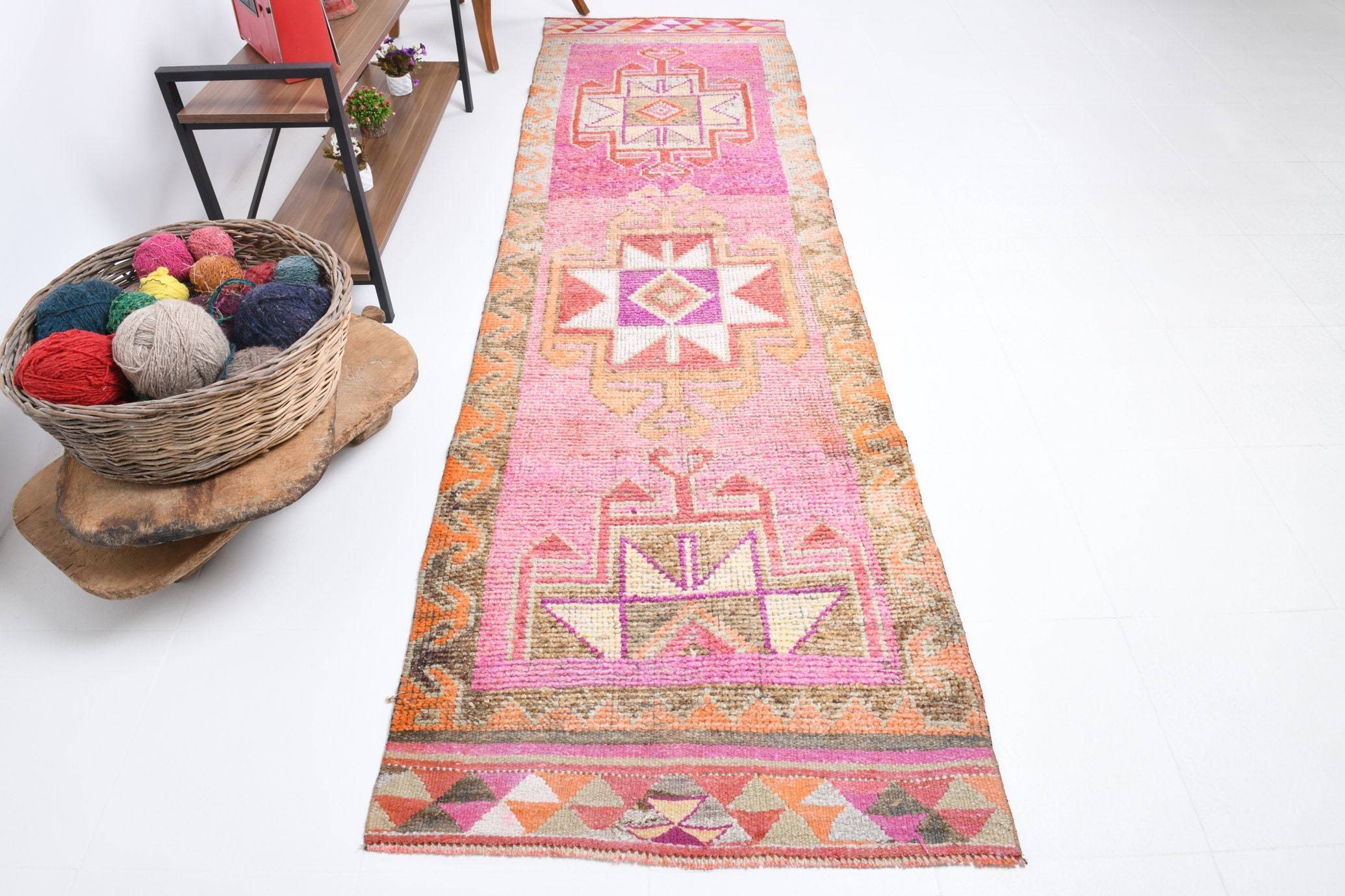 2' x 10' Pink Turkish Vintage Herki Rug  |  RugReform