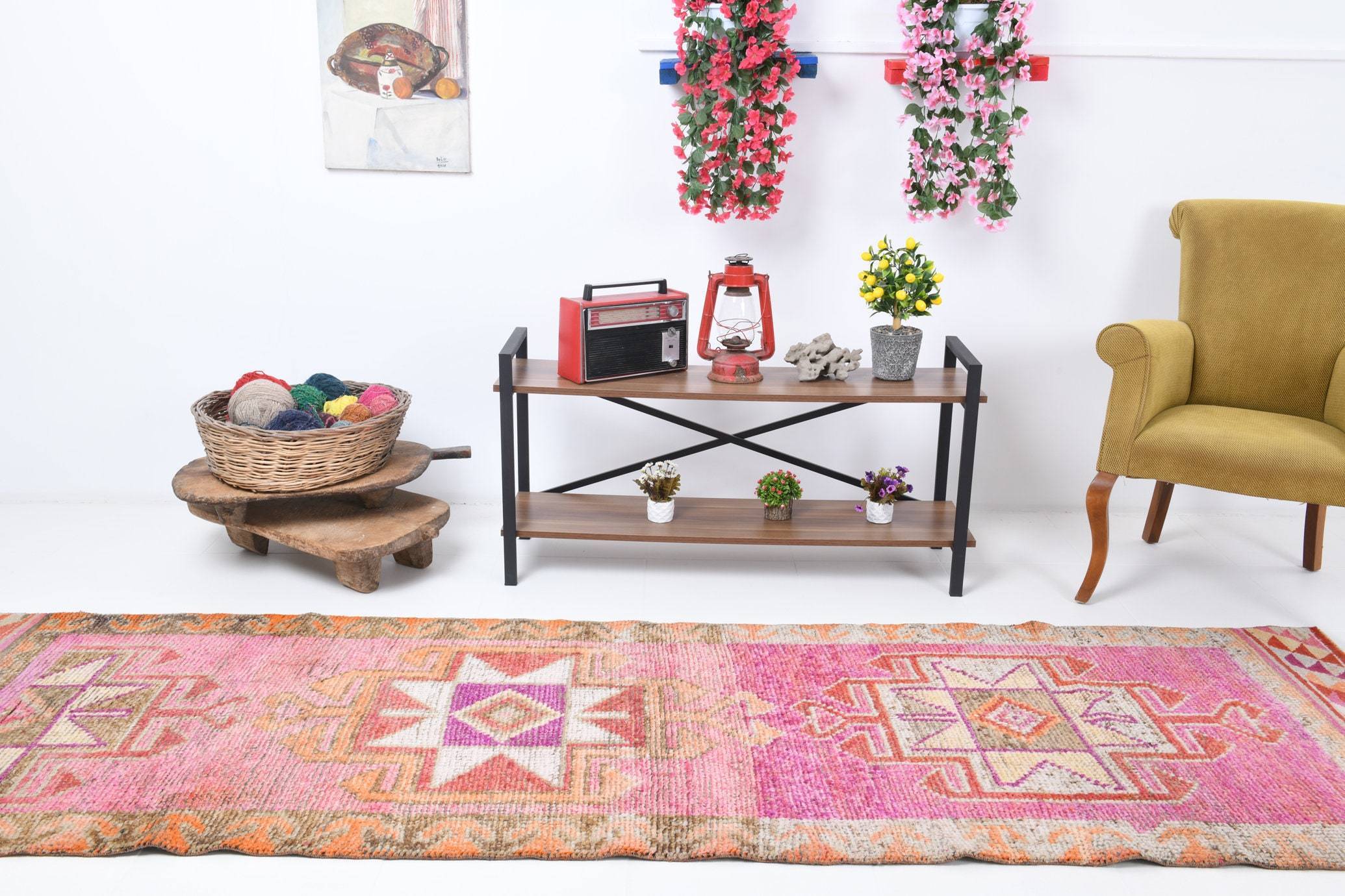 2' x 10' Pink Turkish Vintage Herki Rug  |  RugReform