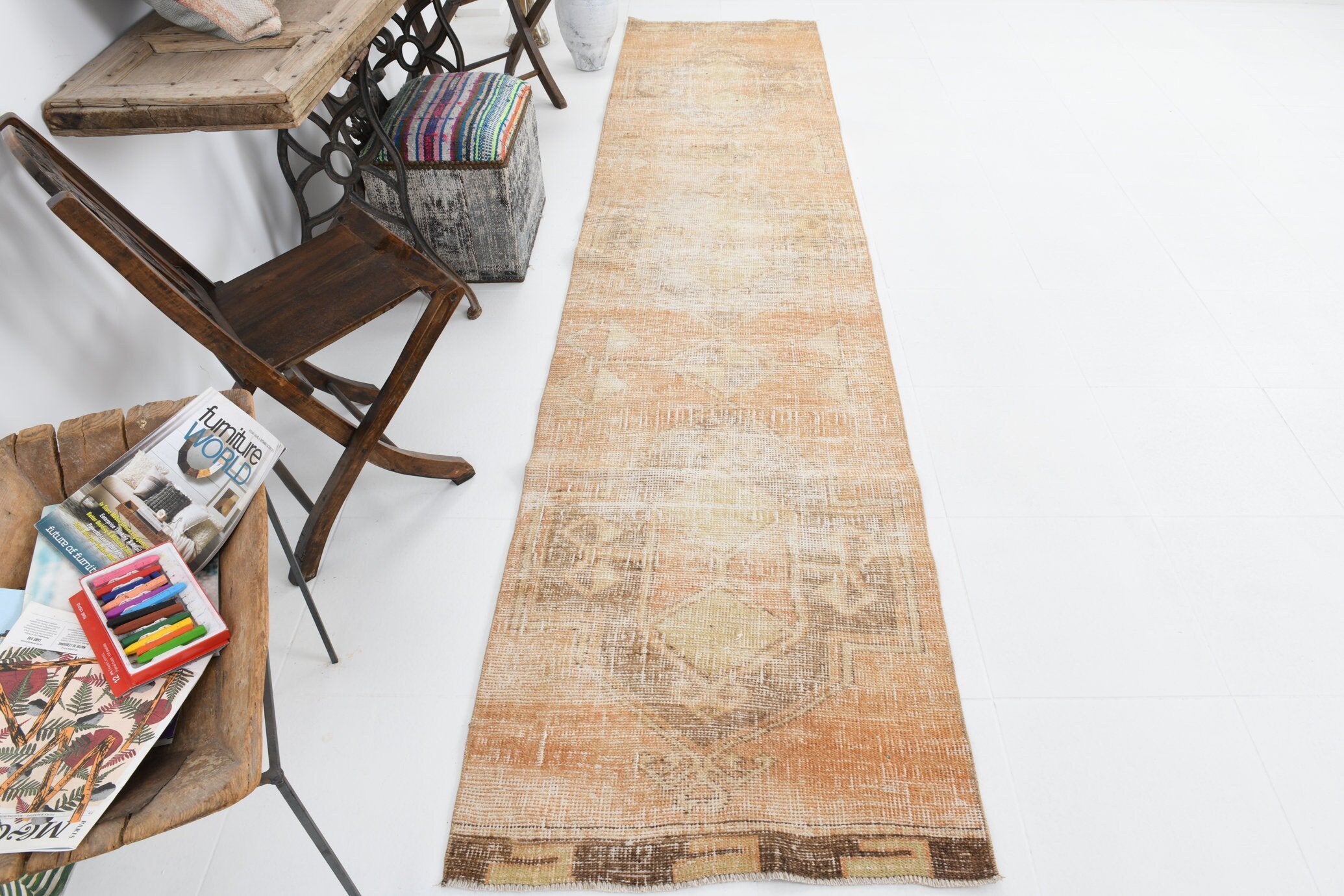 2' x 11' Vintage rug, Cotton Vintage rug, Distressed Vintage rug, Dorm Vintage rug, Entryway-Hallway Vintage rug, Geometric Vintage rug, Kitchen-Dining Vintage rug, Living Room Vintage rug, Office Vintage rug, Tan-Ivory Vintage rug, Vintage Runner, Wool Vintage rug, Vintage rug