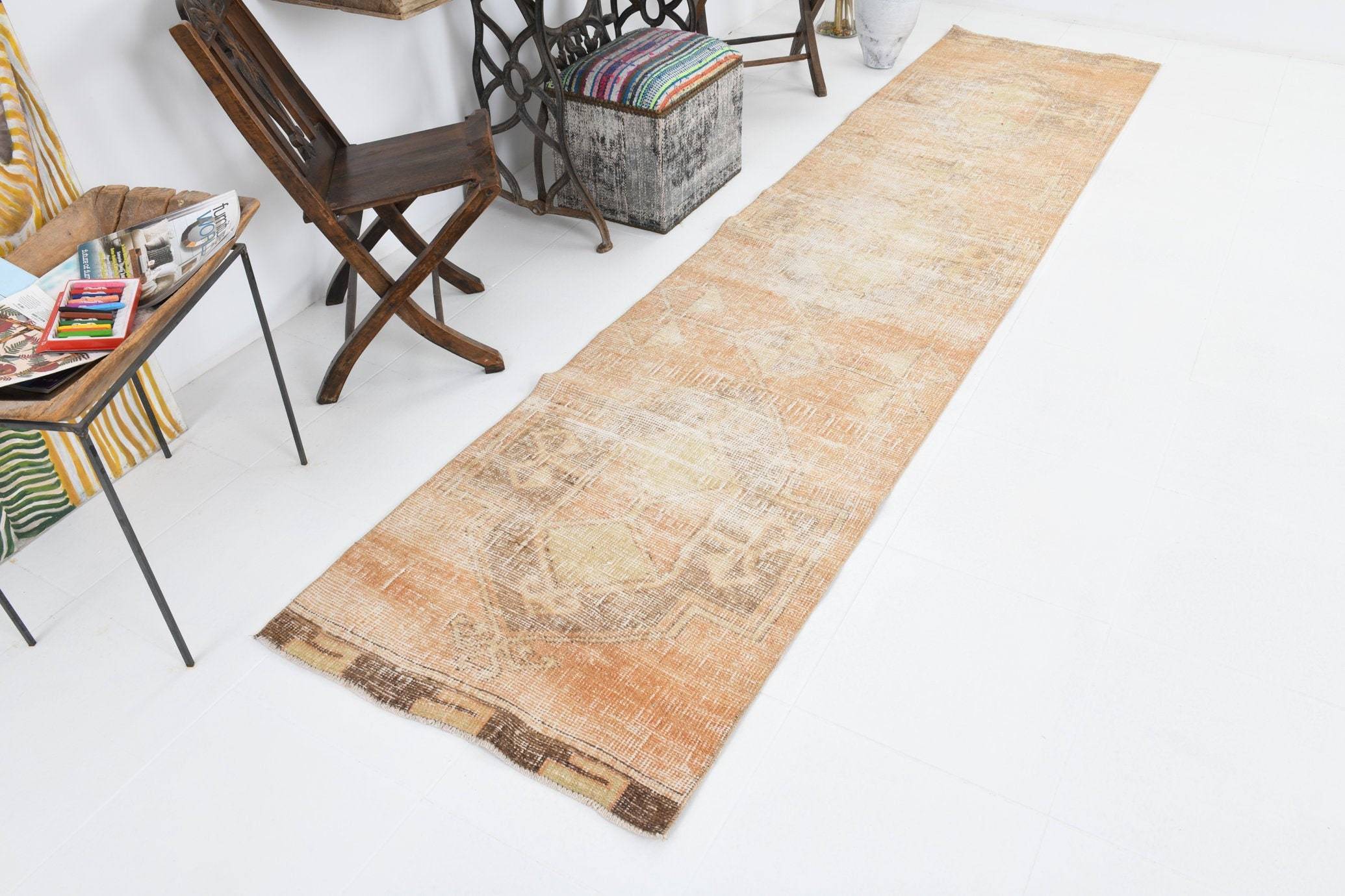 2' x 11' Vintage rug, Cotton Vintage rug, Distressed Vintage rug, Dorm Vintage rug, Entryway-Hallway Vintage rug, Geometric Vintage rug, Kitchen-Dining Vintage rug, Living Room Vintage rug, Office Vintage rug, Tan-Ivory Vintage rug, Vintage Runner, Wool Vintage rug, Vintage rug