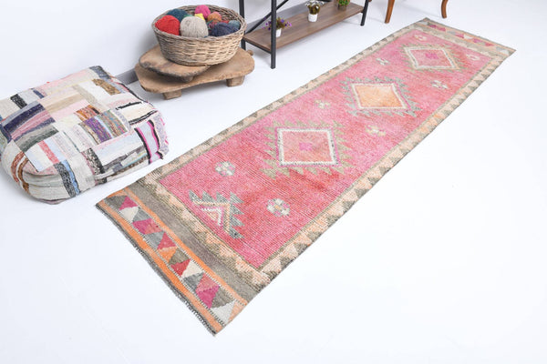 2' x 10' Pink Turkish Vintage Herki Rug  |  RugReform