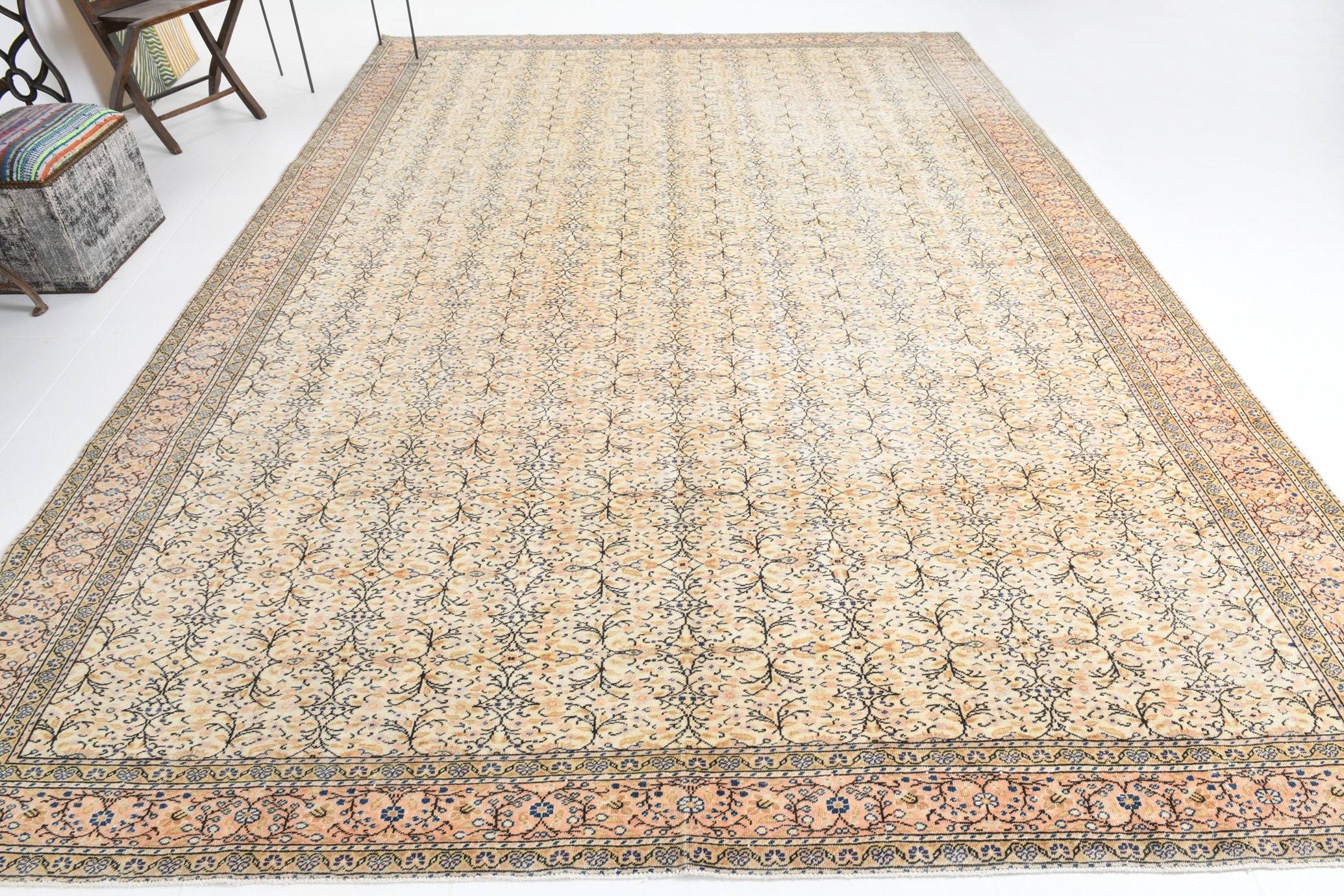 9' x 12' Tan-Ivory Turkish Vintage Rug  |  RugReform