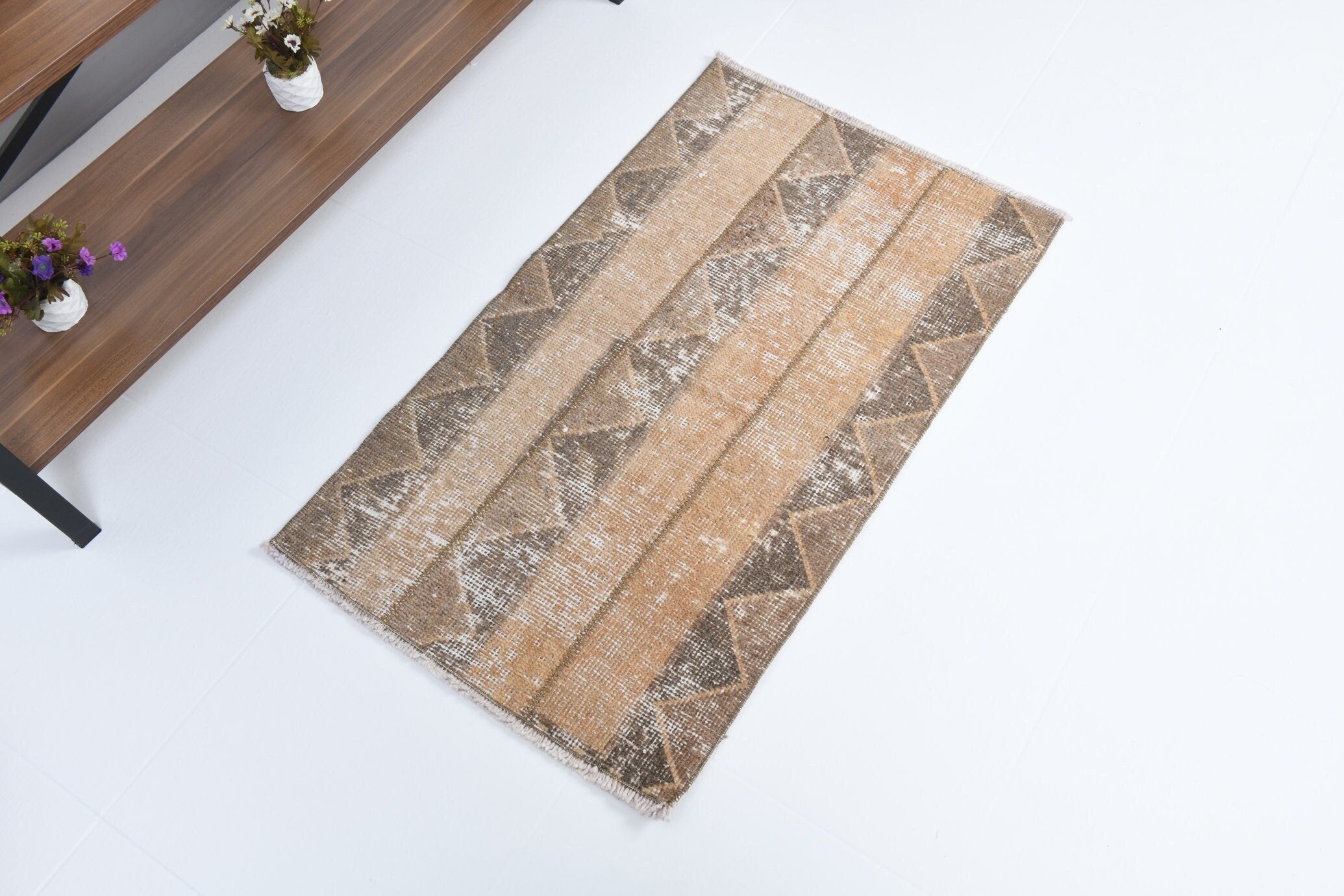 1' x 3' Tan-Ivory Turkish Vintage Runner Rug  |  RugReform