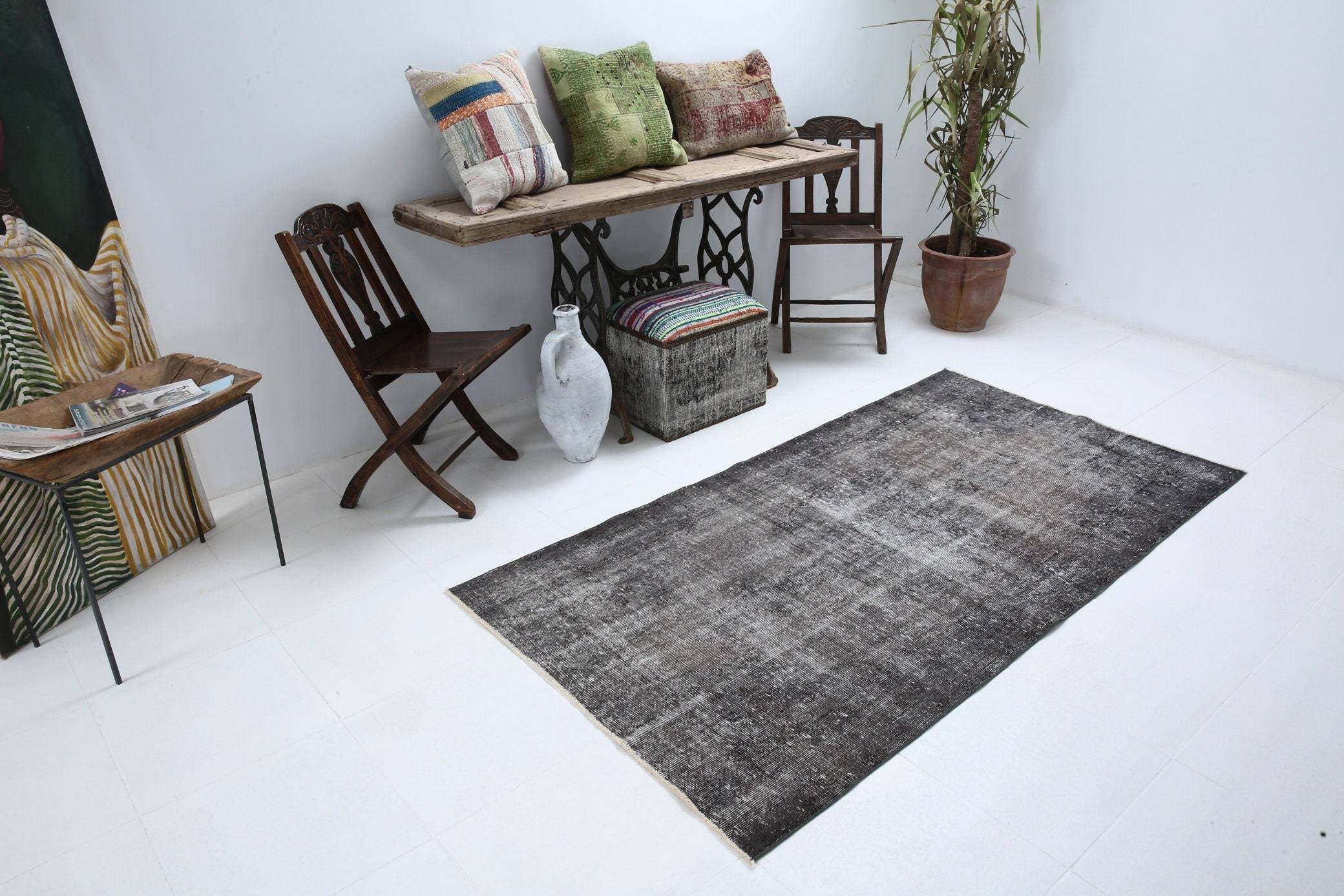 3' x 7' Black-Gray Turkish Vintage Rug  |  RugReform