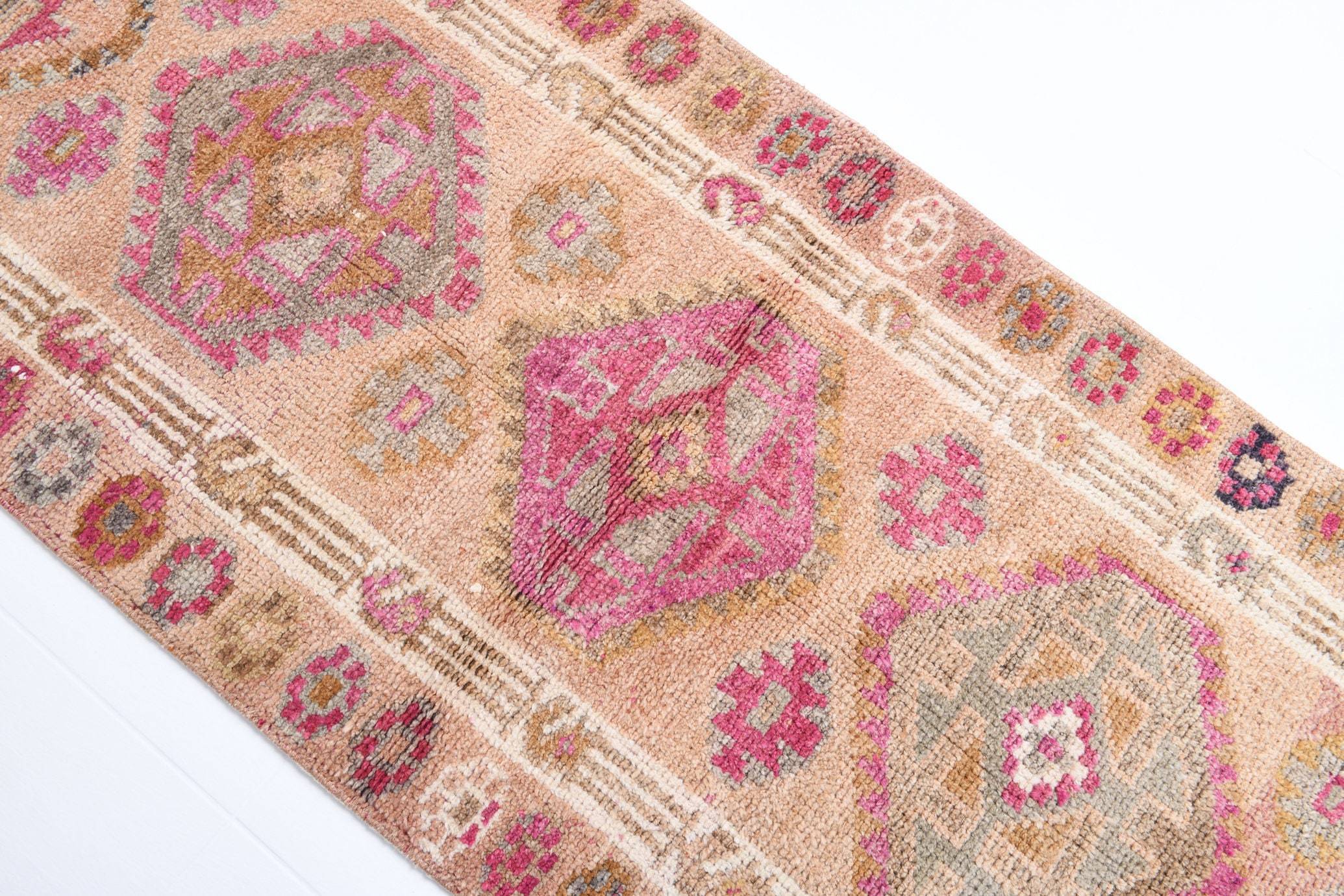 2' x 10' Pink Turkish Vintage Herki Rug  |  RugReform