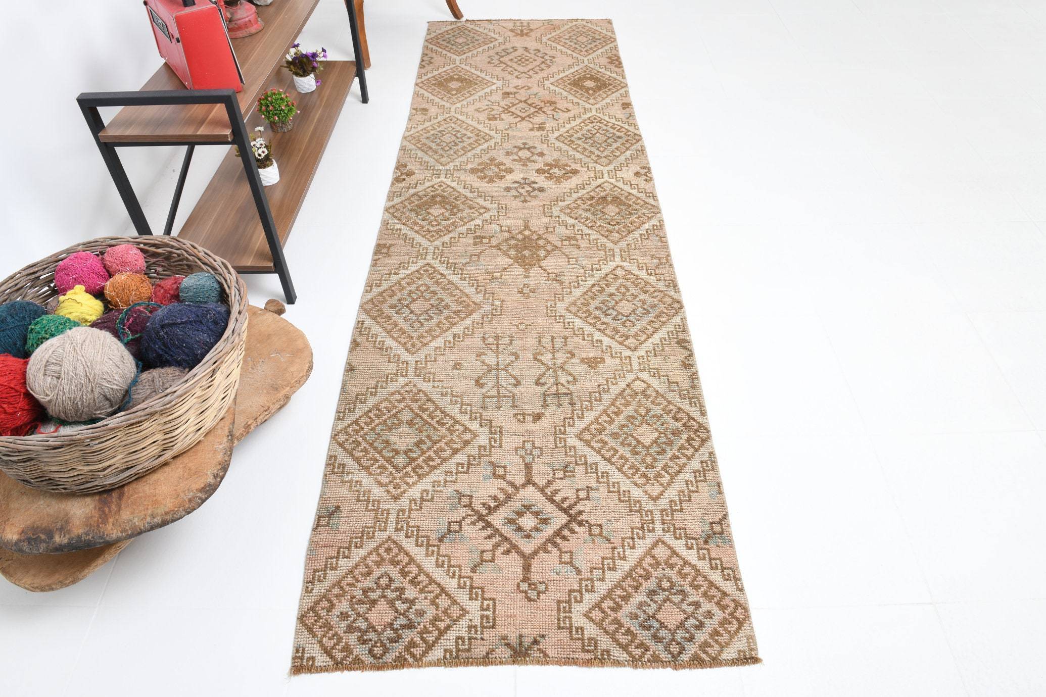 2' x 9' Tan-Ivory Turkish Vintage Kars Rug  |  RugReform