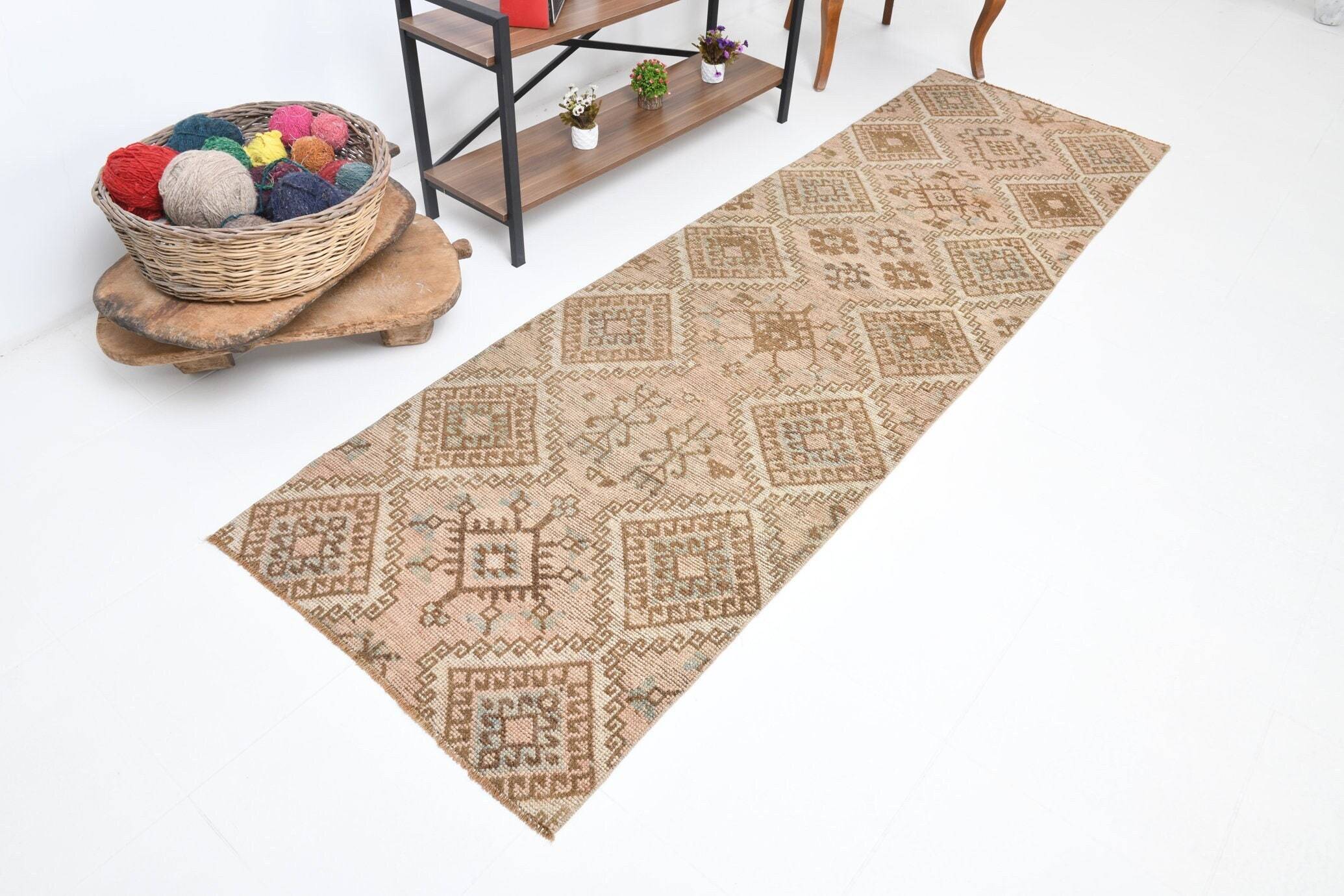 2' x 9' Tan-Ivory Turkish Vintage Kars Rug  |  RugReform