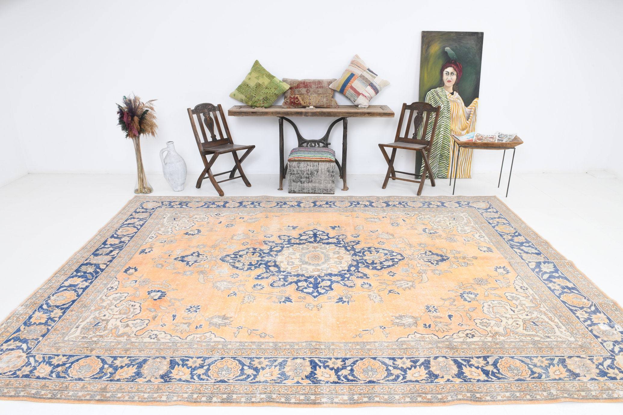 8' x 11' Blue Turkish Vintage Rug  |  RugReform