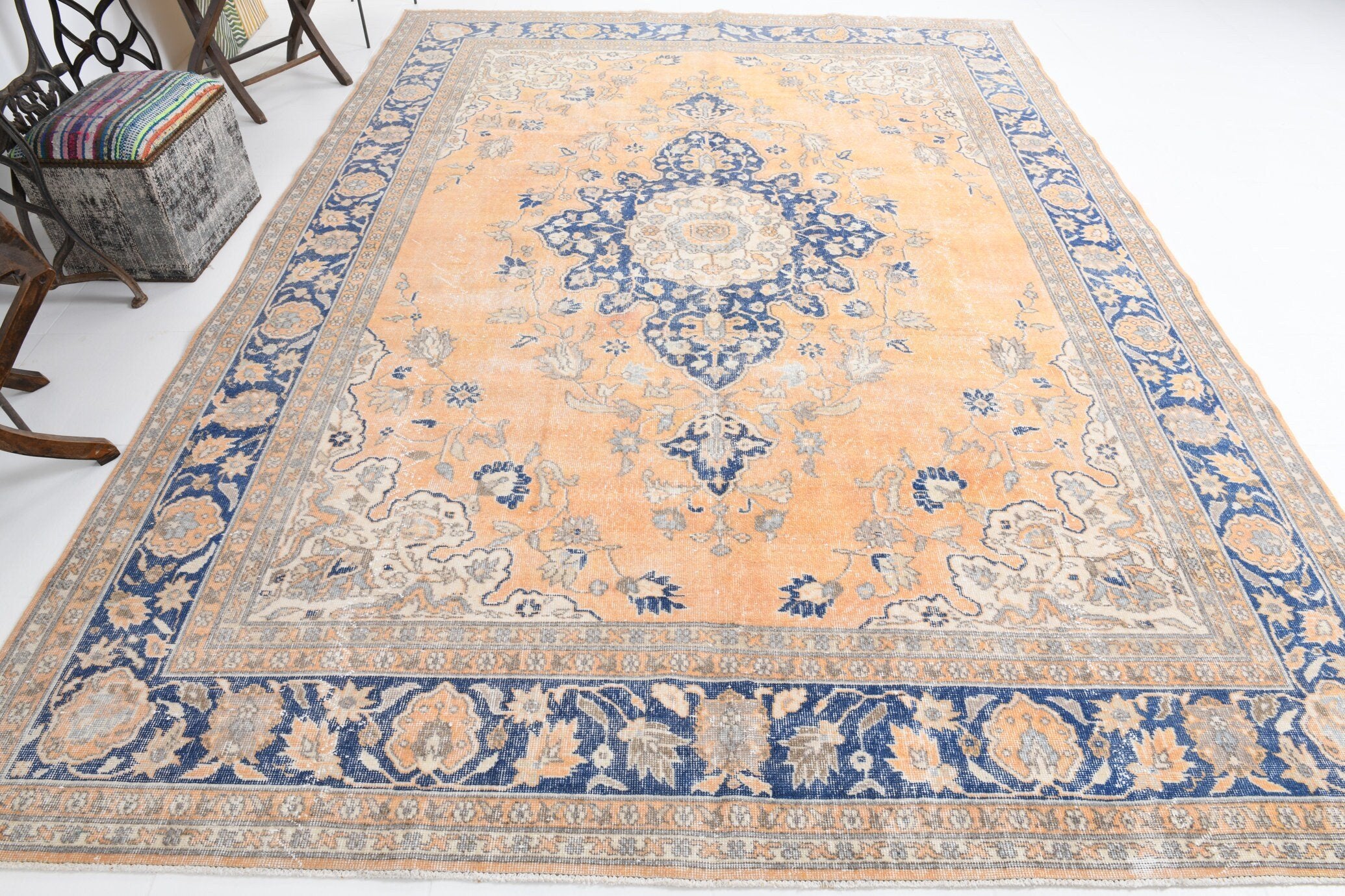 8' x 11' Blue Turkish Vintage Rug  |  RugReform