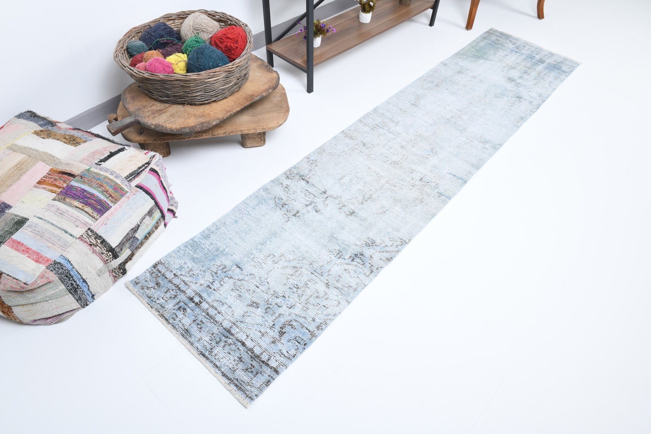 2' x 8' Blue Turkish Vintage Runner Rug  |  RugReform