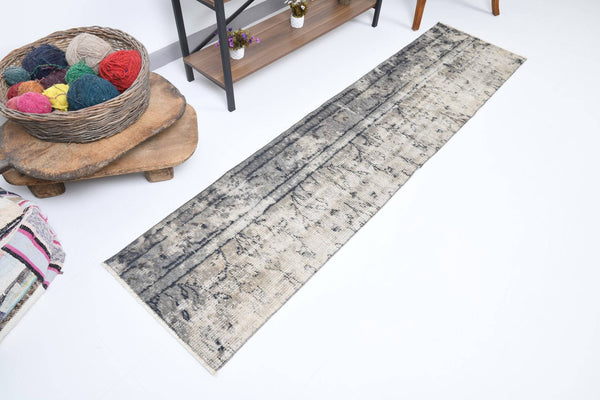 1' x 7' Black-Gray Turkish Vintage Runner Rug  |  RugReform