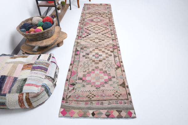 2' x 11' Pink Turkish Vintage Herki Rug  |  RugReform