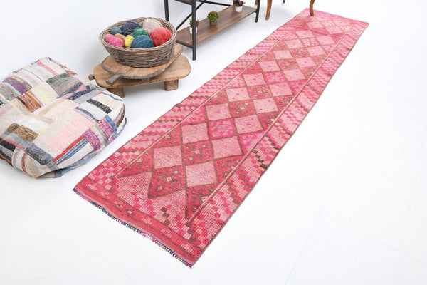 2' x 11' Pink Turkish Vintage Herki Rug  |  RugReform