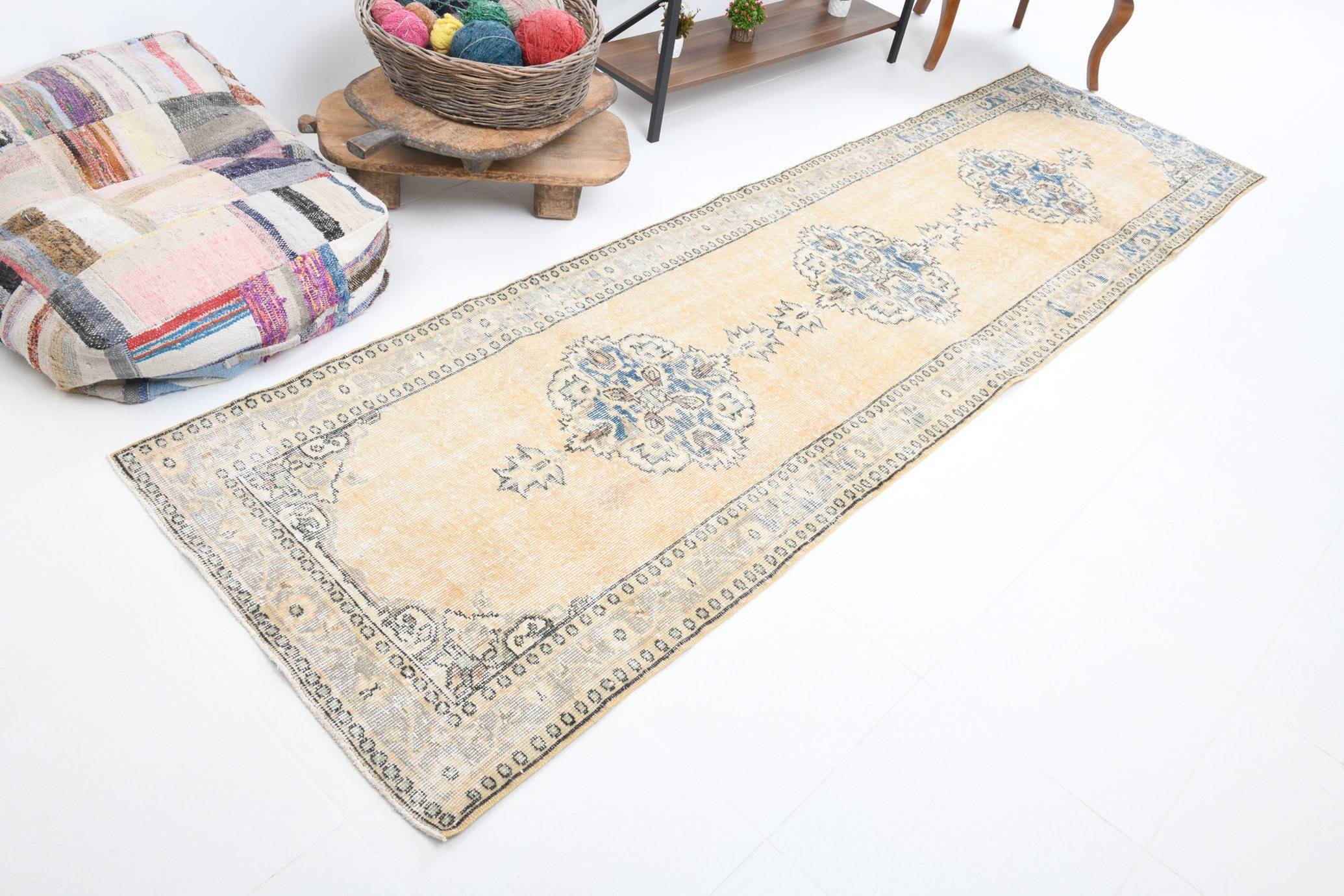 3' x 10' Tan-Ivory Turkish Vintage Rug  |  RugReform