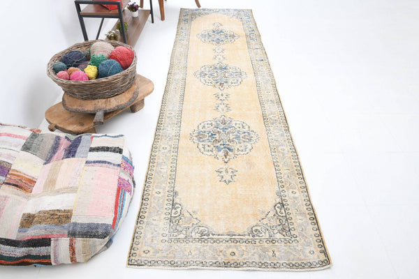 3' x 10' Tan-Ivory Turkish Vintage Rug  |  RugReform