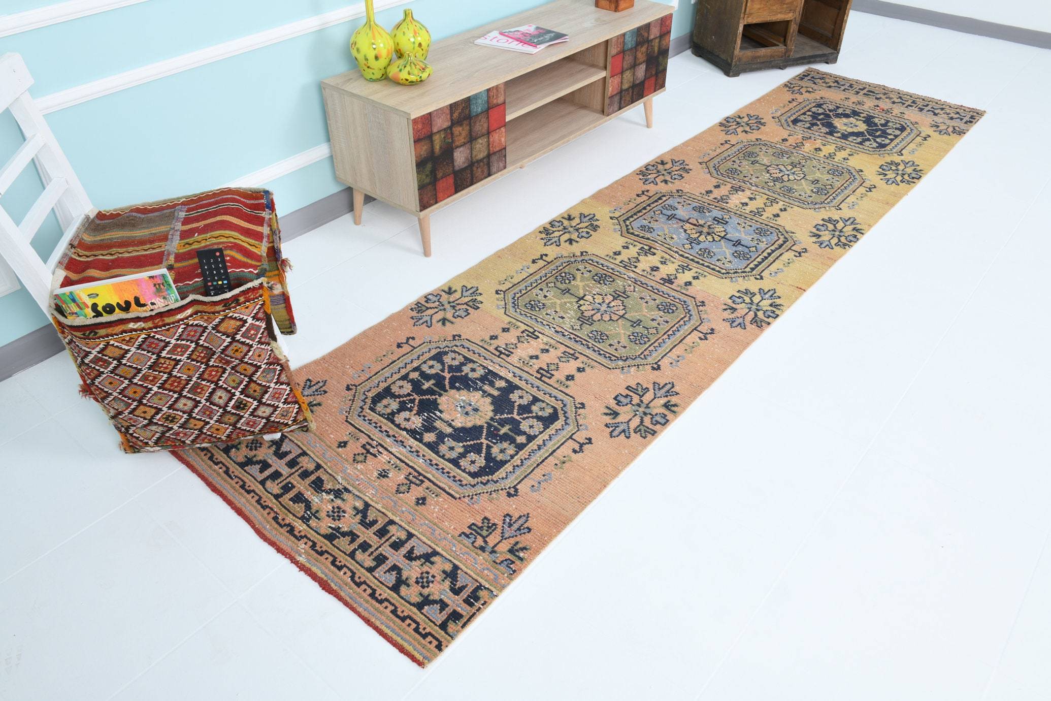 2' x 11' Multi Color Turkish Vintage Runner Rug  |  RugReform